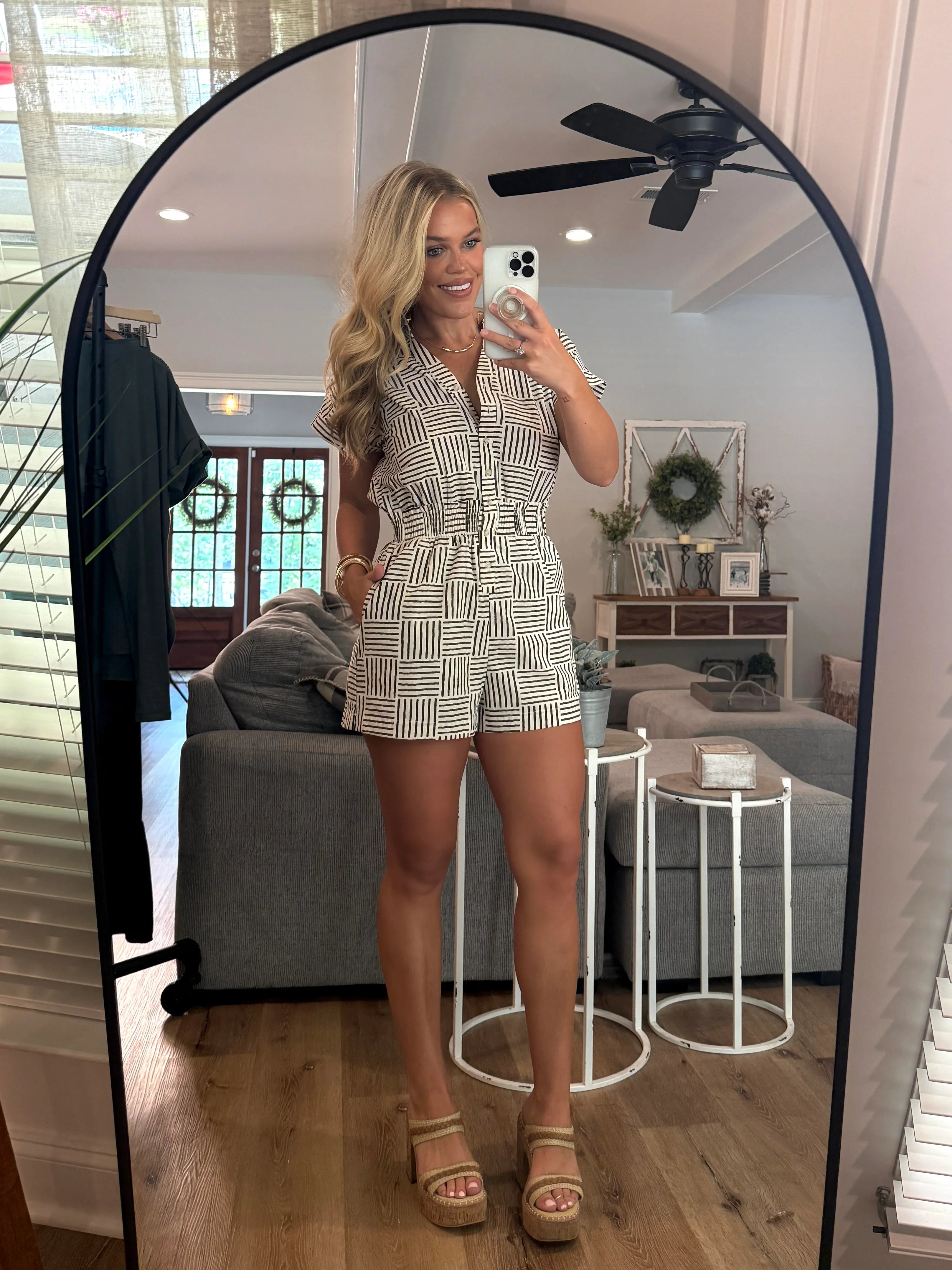 CLARA Cream Geometric Romper - Sassy and Southern