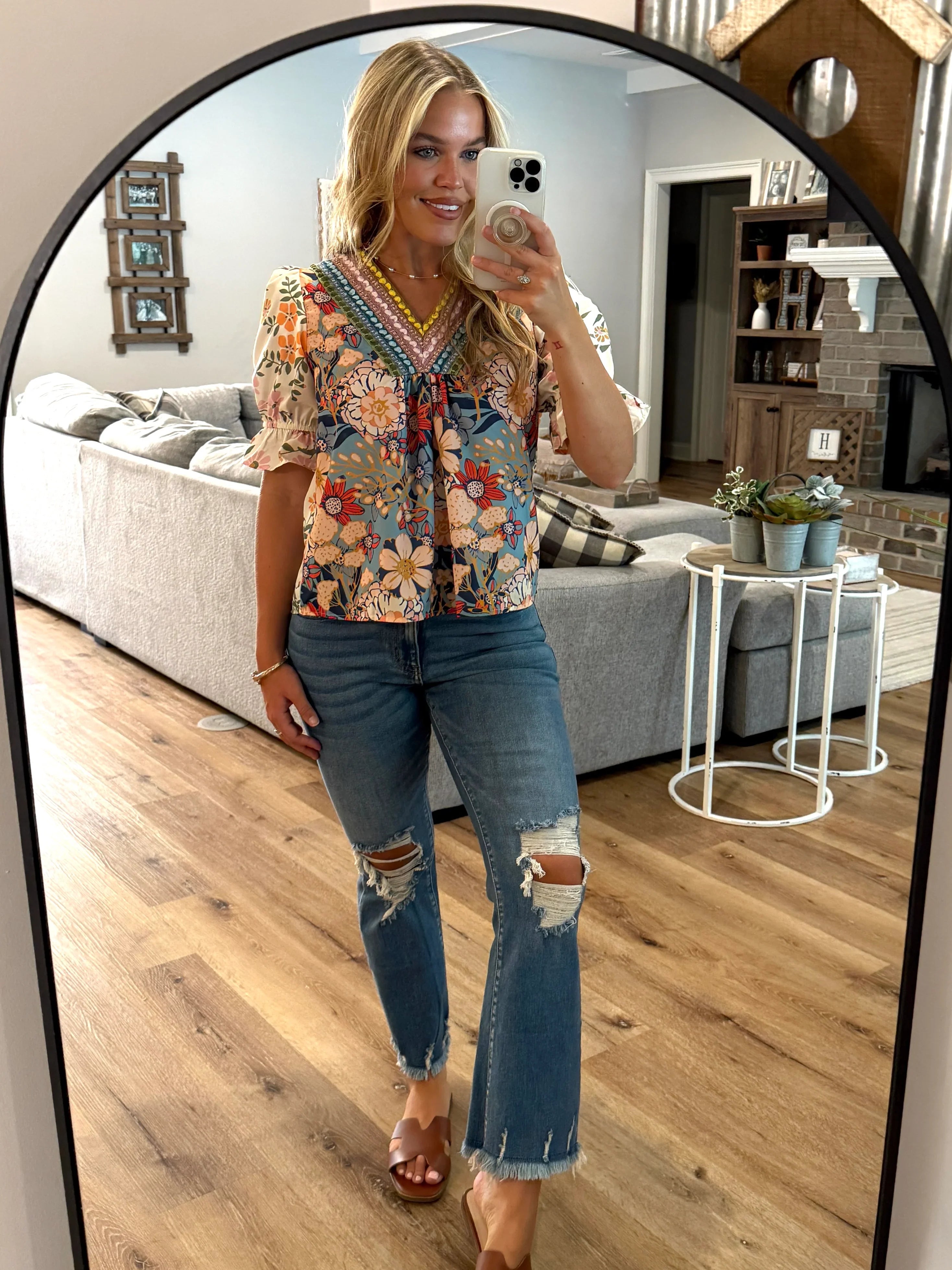 MARLEY Floral Top With Embroidery (S-2X) - Sassy and Southern