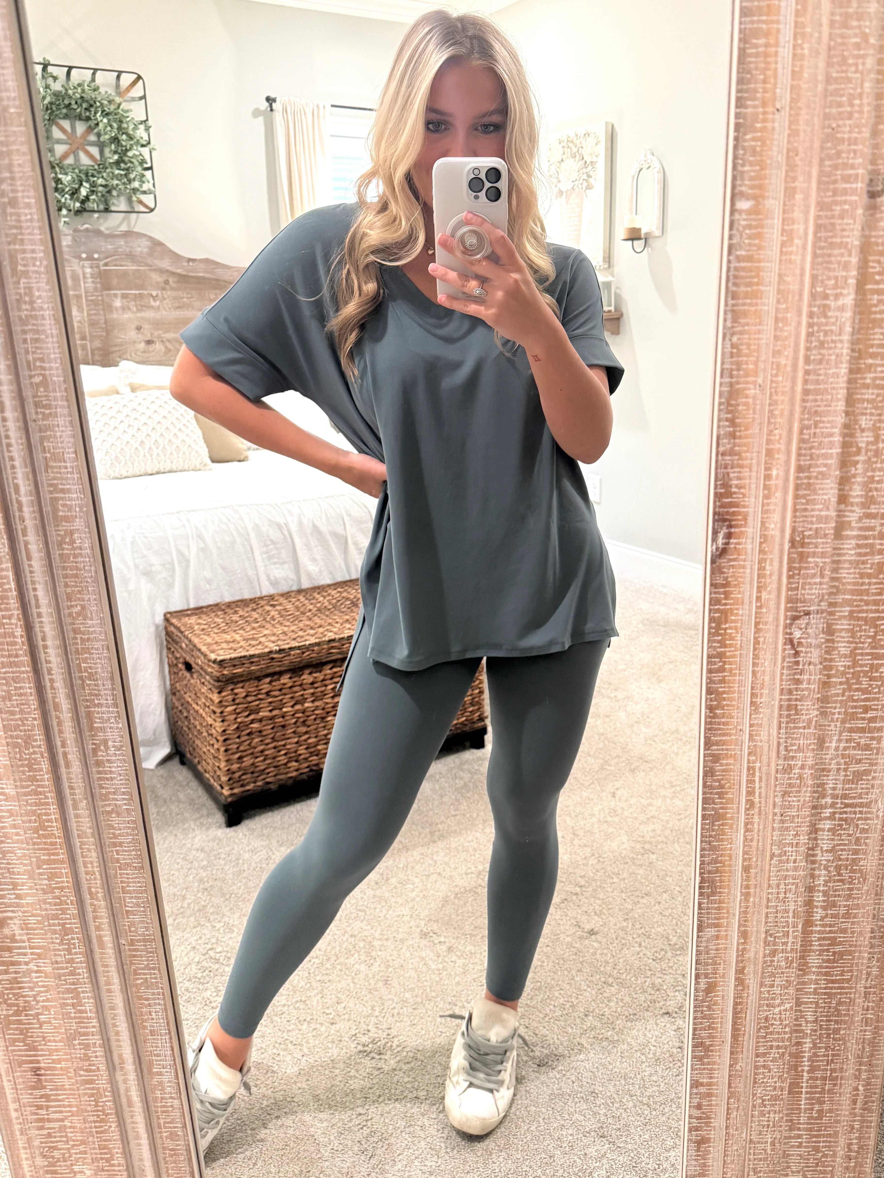 PENELOPE 2-Piece Legging/Top Lounge Set (Sage) (S-3X) - Sassy and Southern
