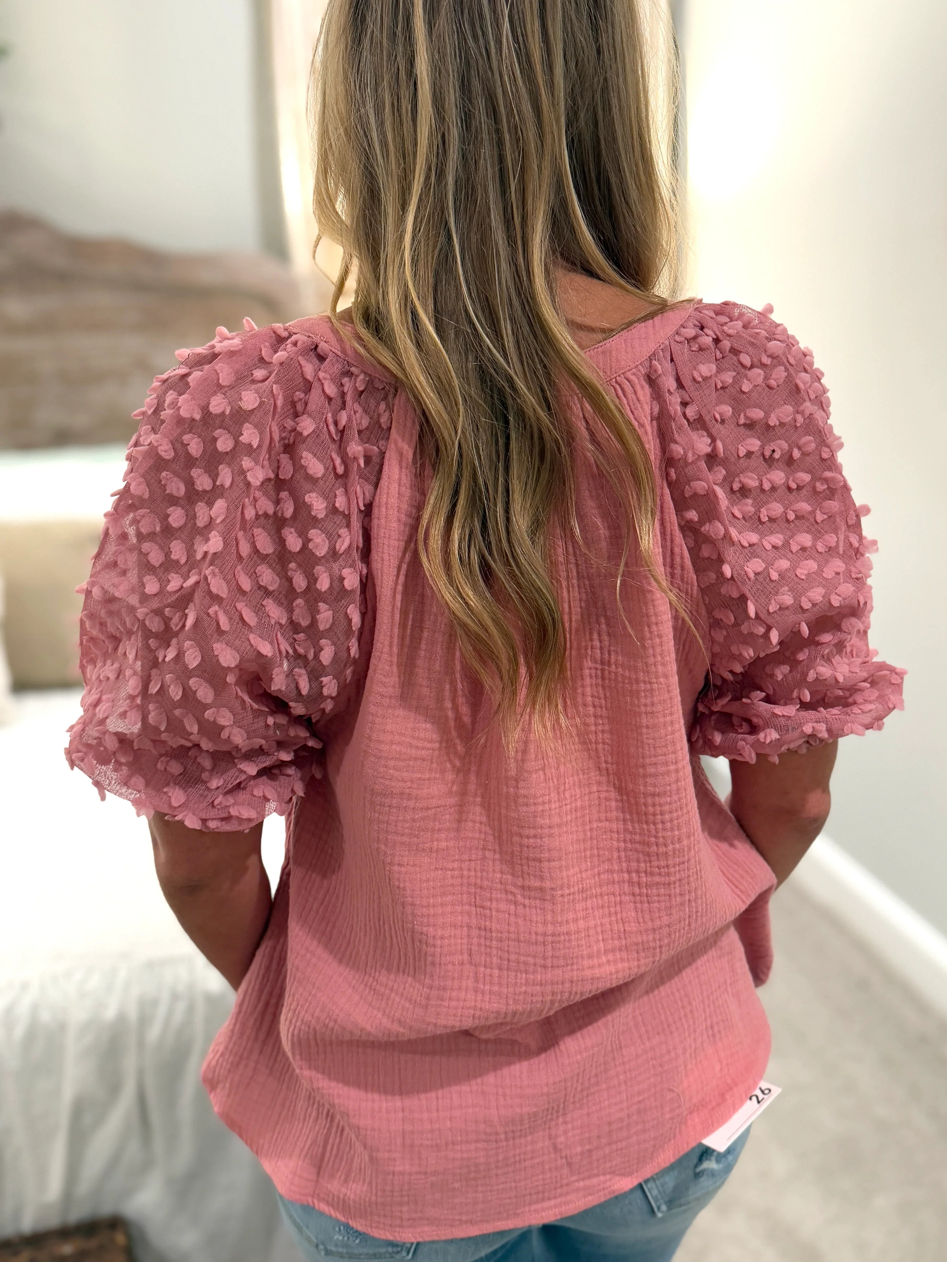 HOPE Puff Sleeve Linen Top (Mauve) (S-2X) - Sassy and Southern