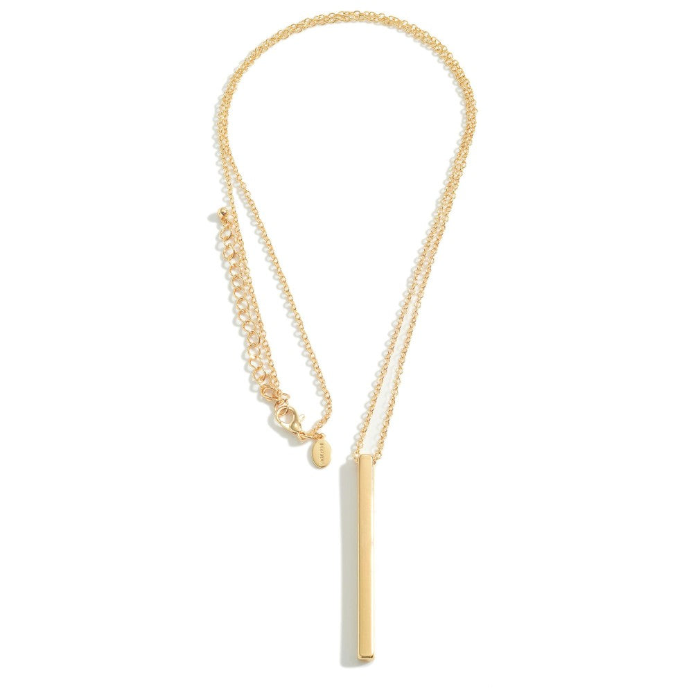 Metal Bar Long Necklace (Gold) - Sassy & Southern