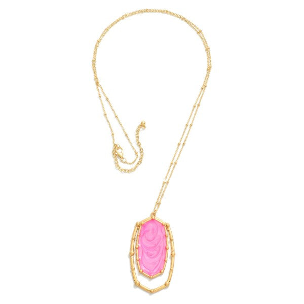 Hot Pink Swirl Pendant Long Necklace (Gold) - Sassy & Southern