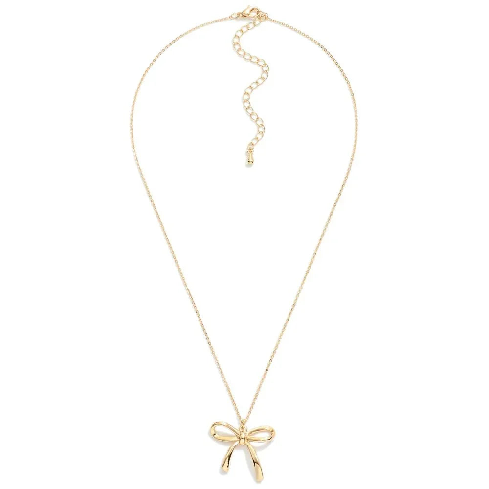 Gold Bow Pendant Necklace - Sassy and Southern