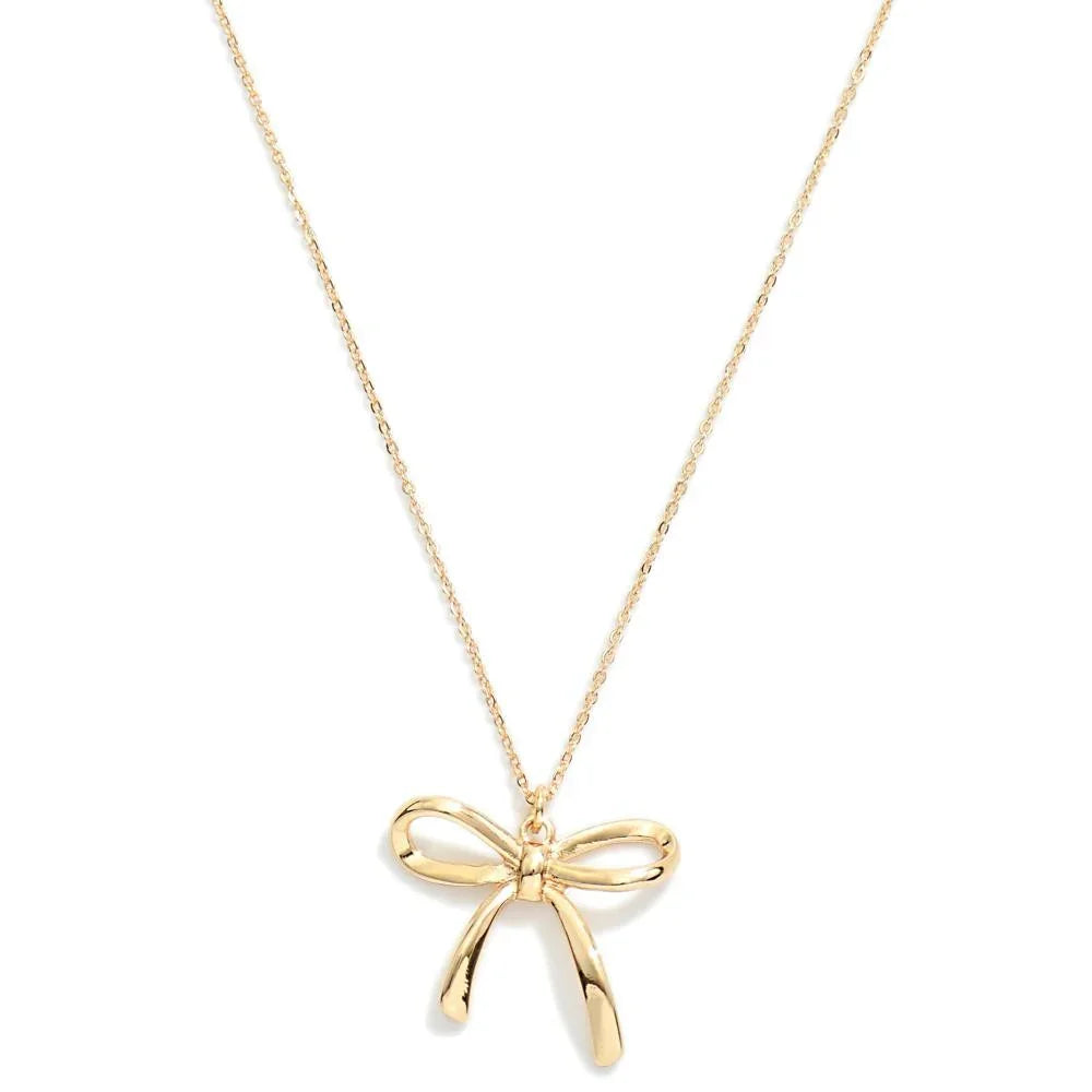 Gold Bow Pendant Necklace - Sassy and Southern