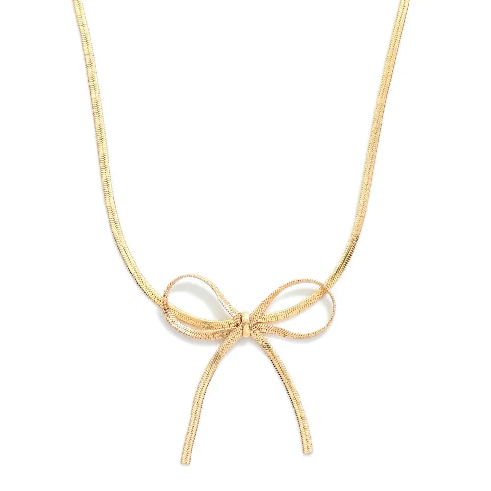 Gold Chain Necklace With Bow - Sassy and Southern