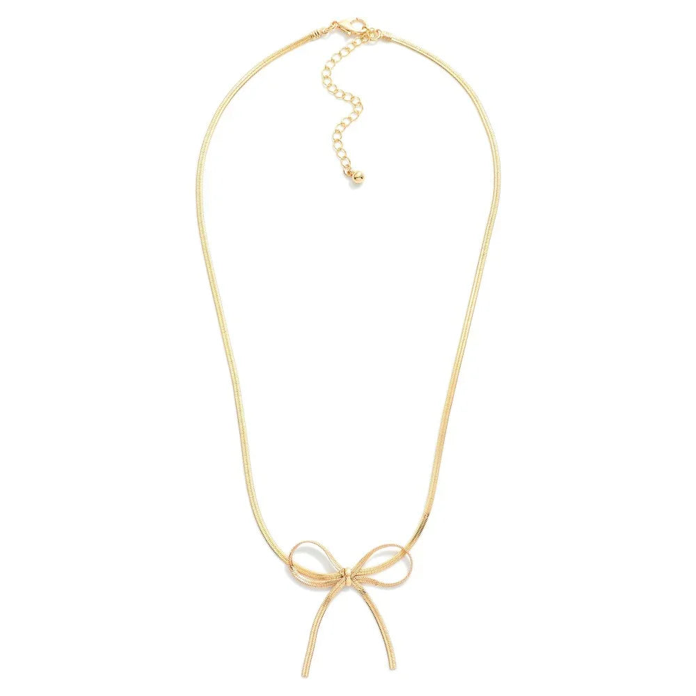 Gold Chain Necklace With Bow - Sassy and Southern