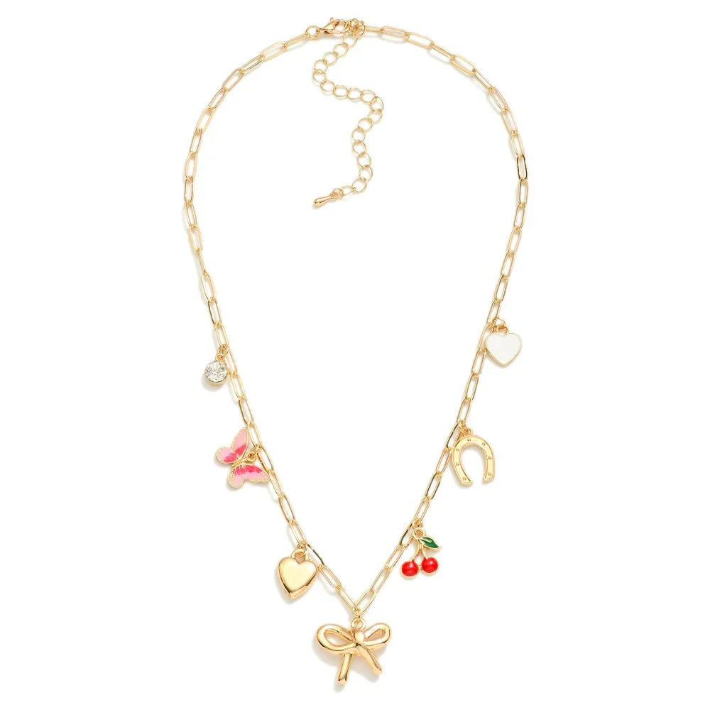Bow/Cherry/Heart Charm Necklace - Sassy and Southern