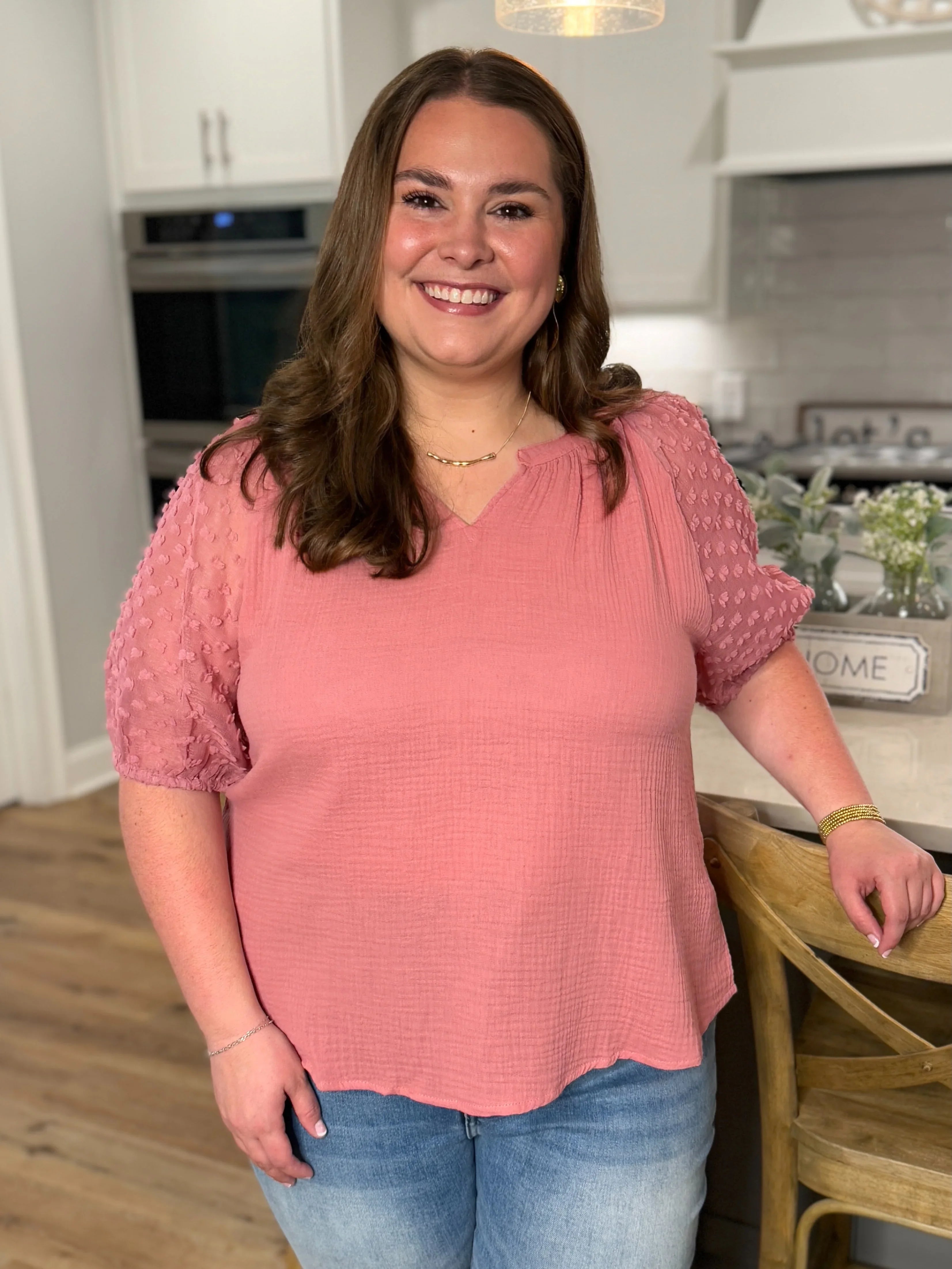 HOPE Puff Sleeve Linen Top (Mauve) (S-2X) - Sassy and Southern