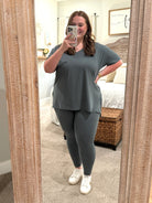 PENELOPE 2-Piece Legging/Top Lounge Set (Sage) (S-3X) - Sassy and Southern