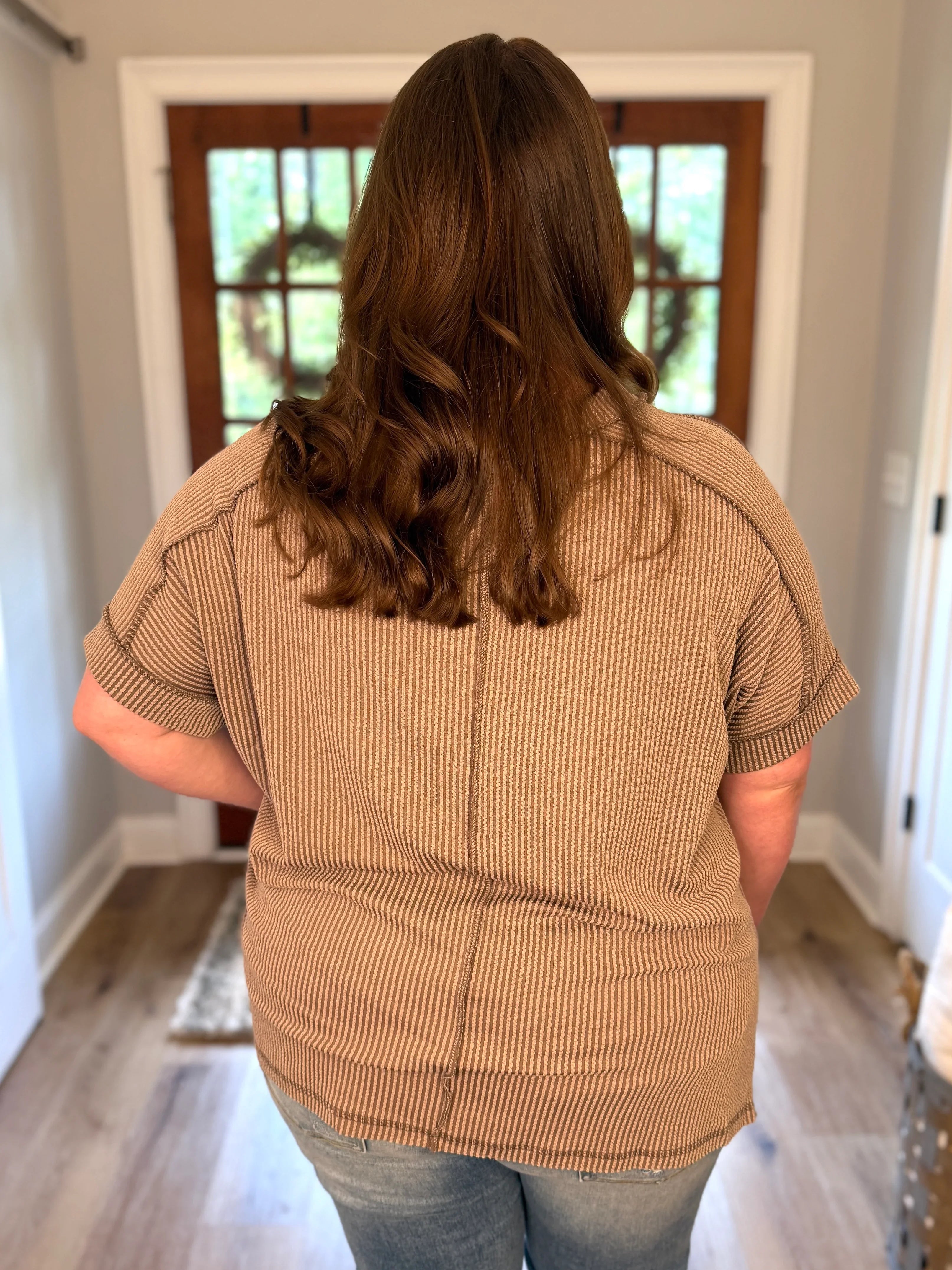 ARIA Corded Raw Edge Top (Mocha) (S-3X) - Sassy and Southern