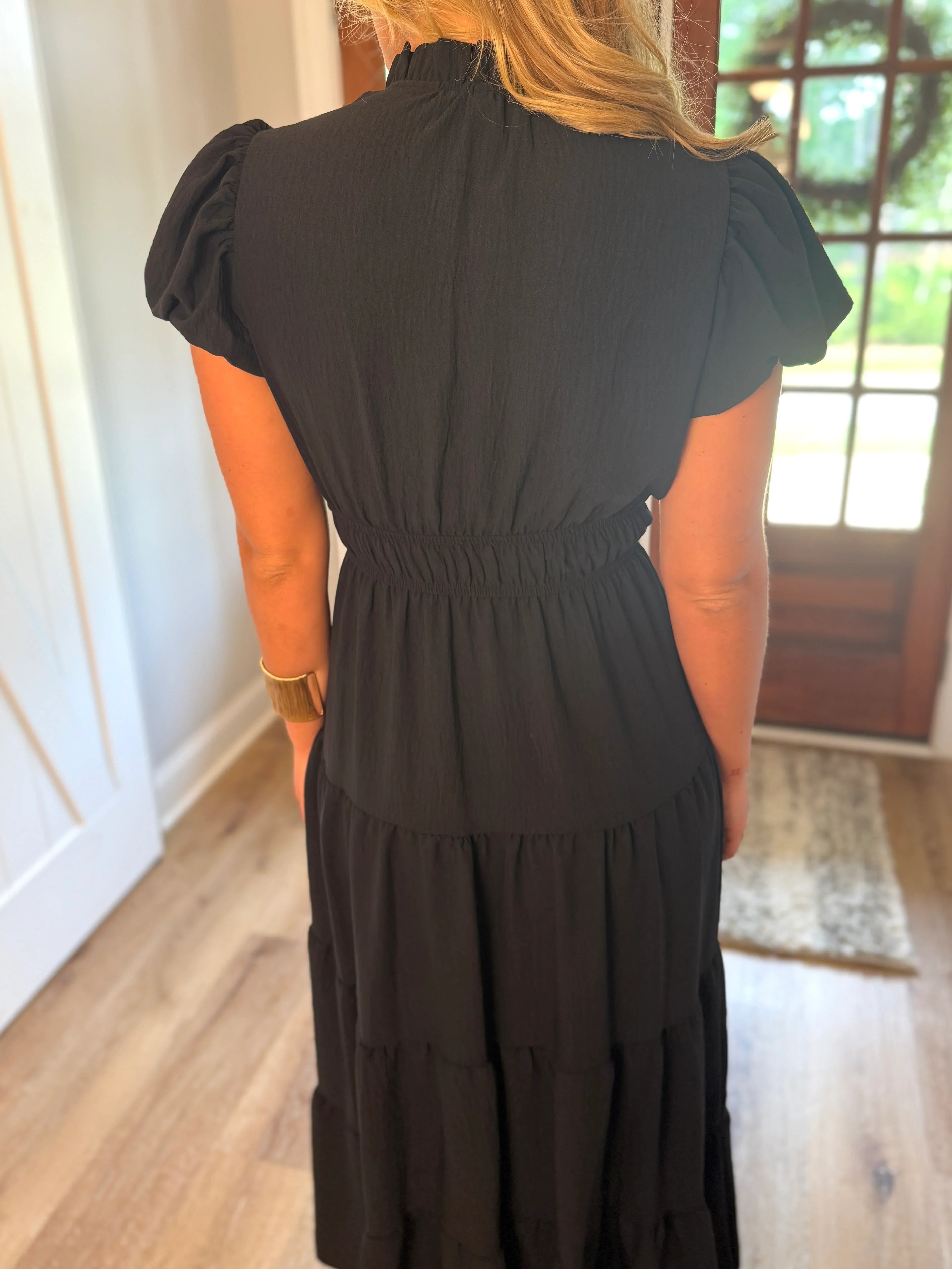 SOPHIE Long Tiered Dress (Black) - Sassy and Southern