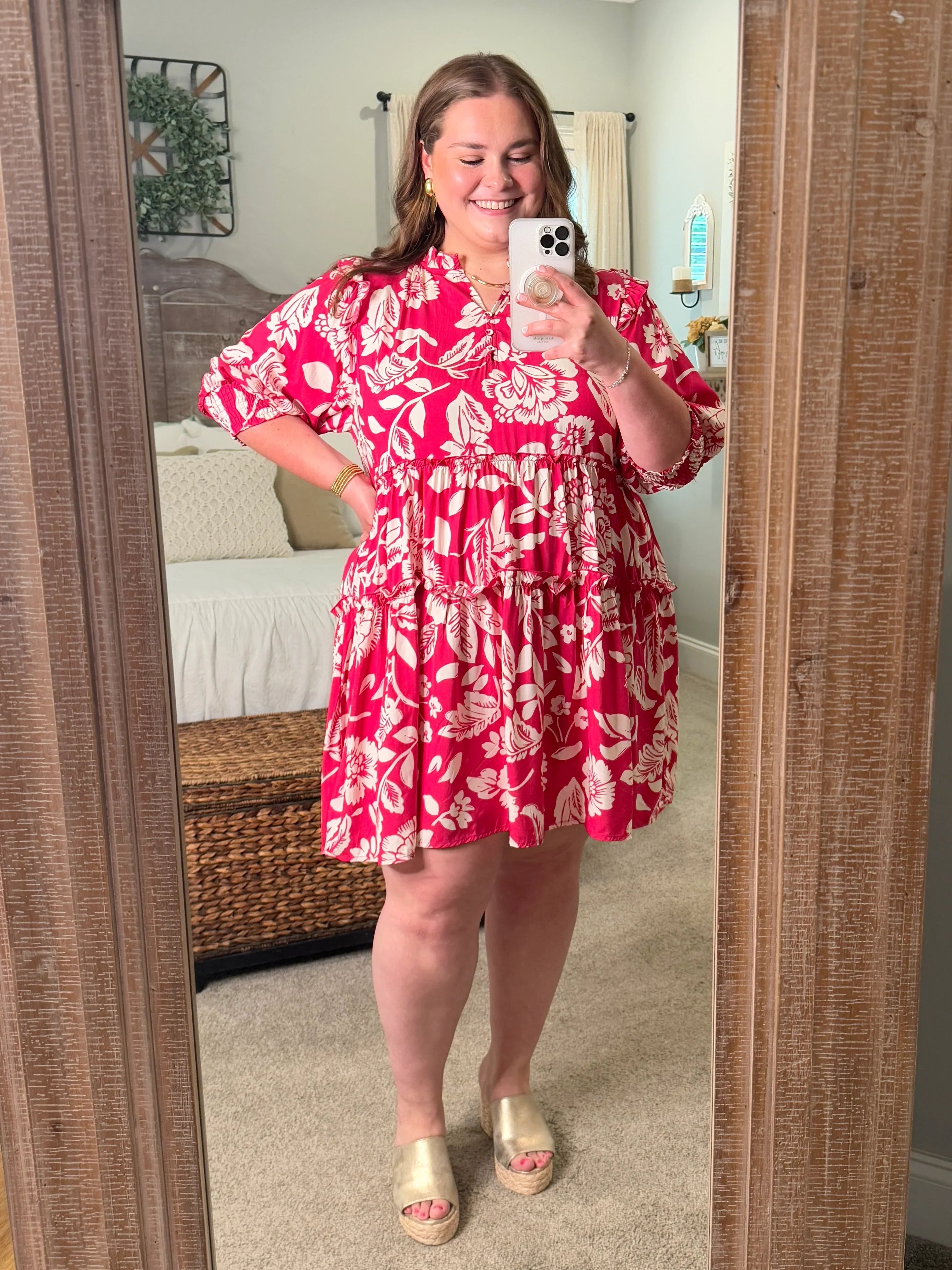 GEMMA Plus Size Pink Floral Dress - Sassy and Southern