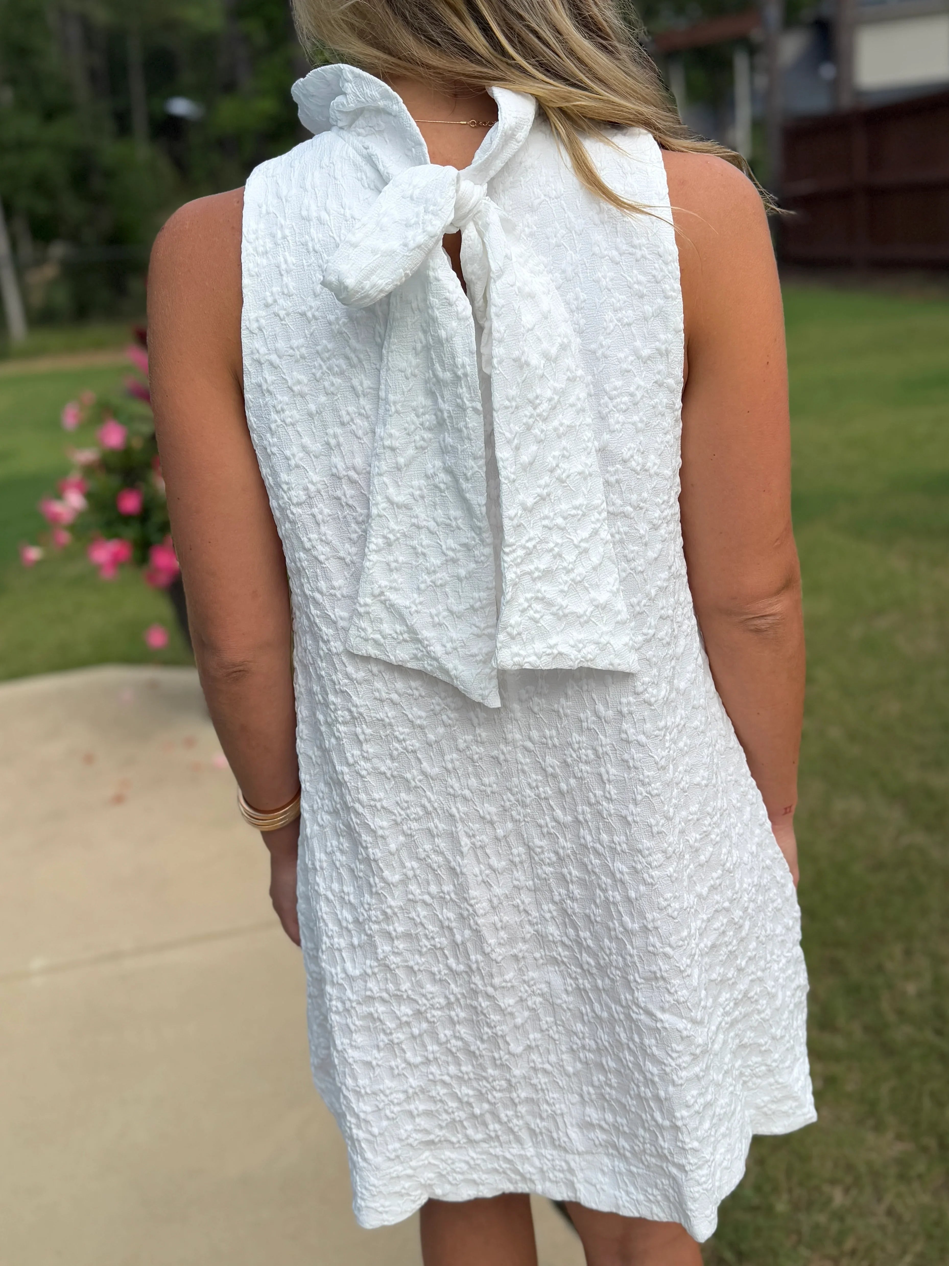 ADELINE Textured White Floral Dress - Sassy and Southern