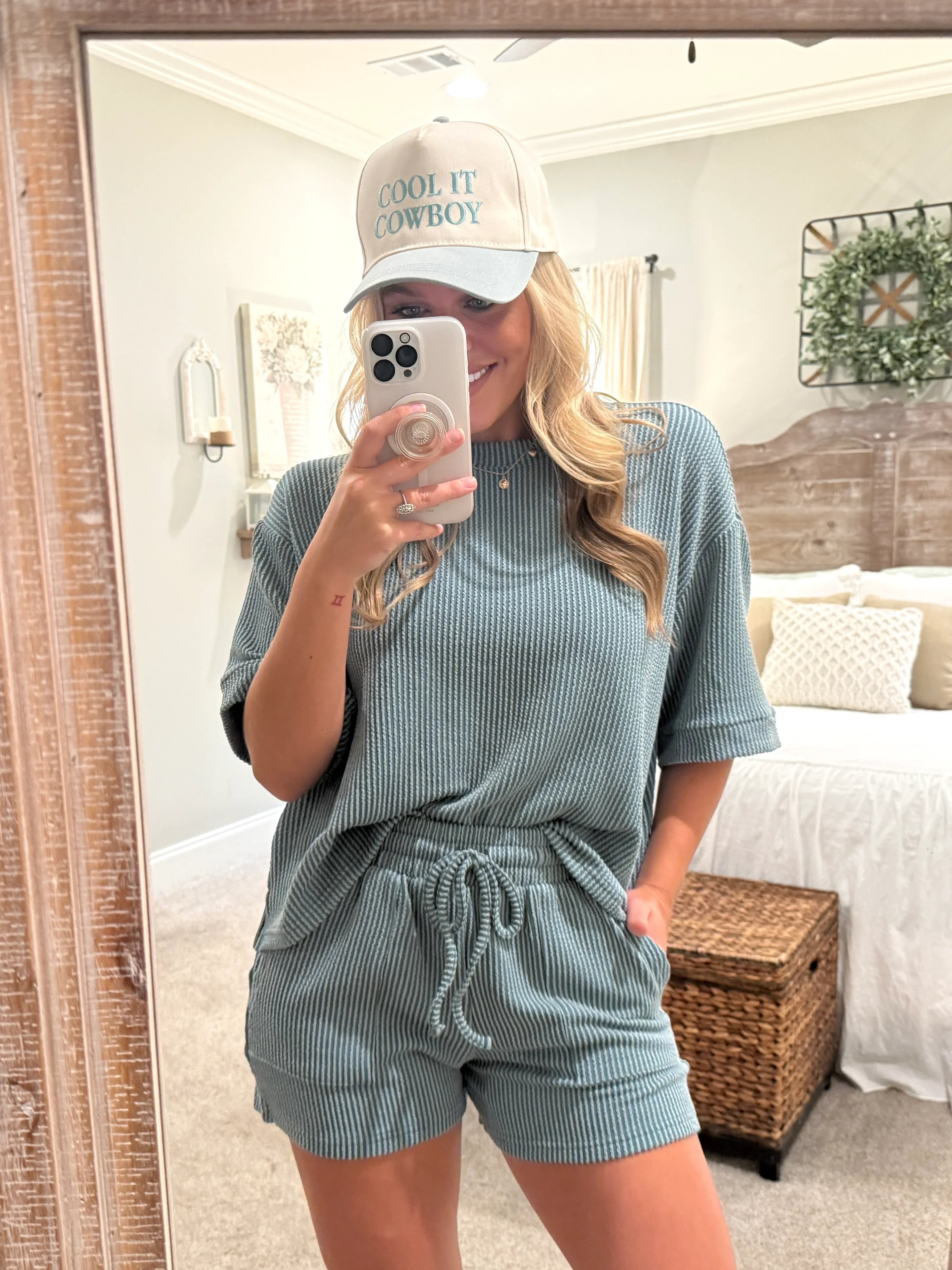 ZOE Corded Top & Shorts Set (Jade) - Sassy and Southern