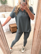 PENELOPE 2-Piece Legging/Top Lounge Set (Sage) (S-3X) - Sassy and Southern