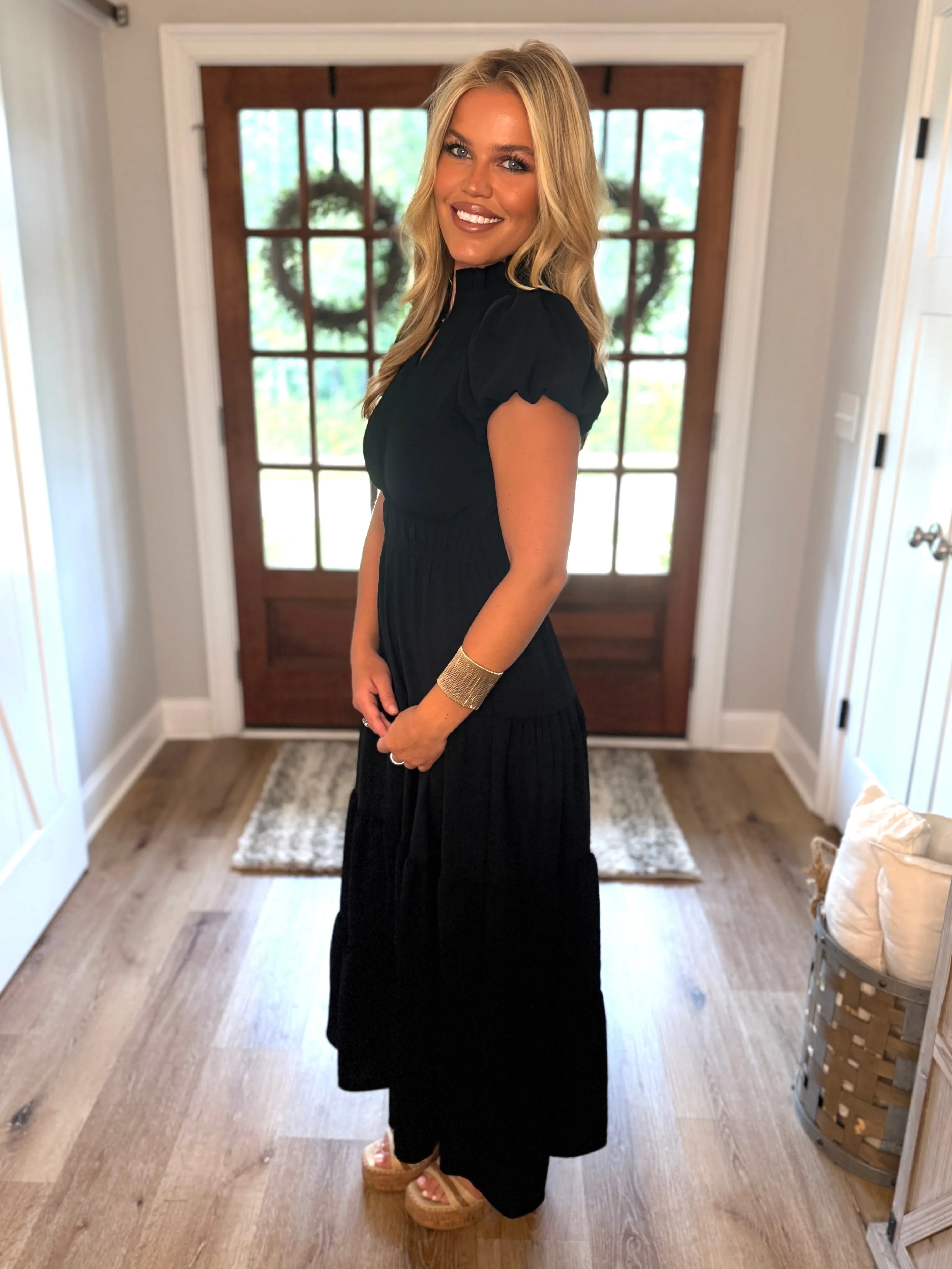 SOPHIE Long Tiered Dress (Black) - Sassy and Southern