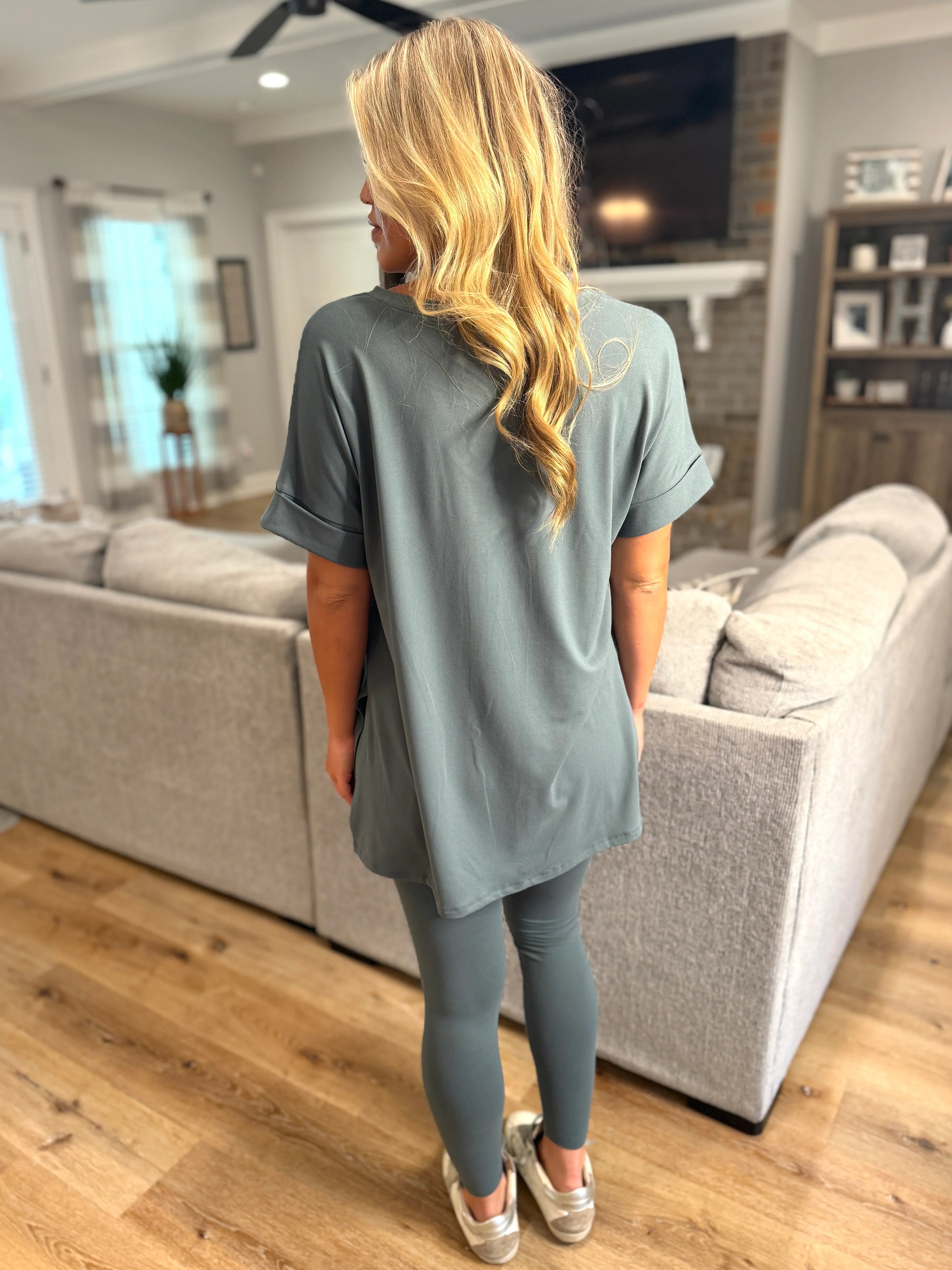 PENELOPE 2-Piece Legging/Top Lounge Set (Sage) (S-3X) - Sassy and Southern