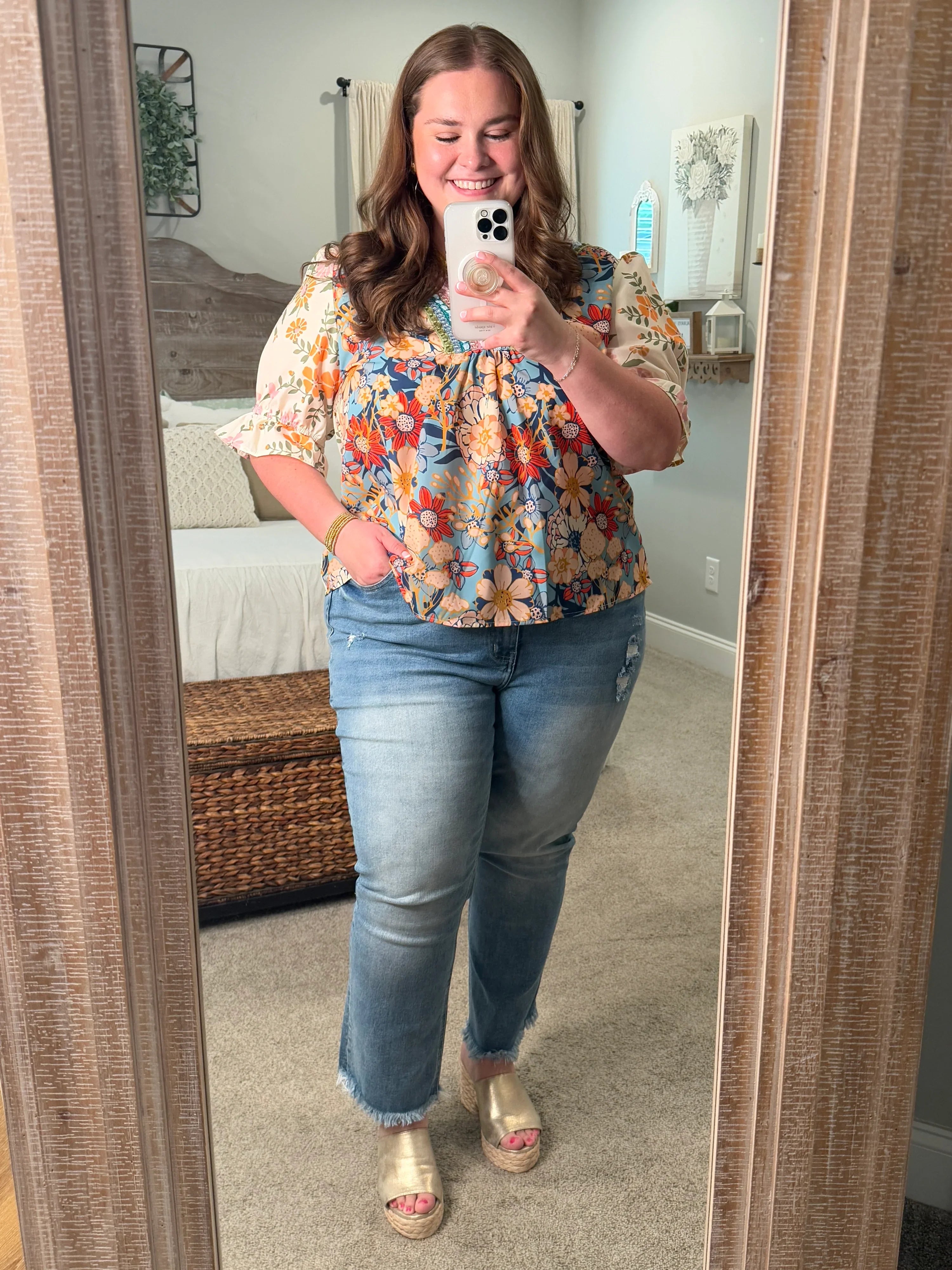 MARLEY Floral Top With Embroidery (S-2X) - Sassy and Southern