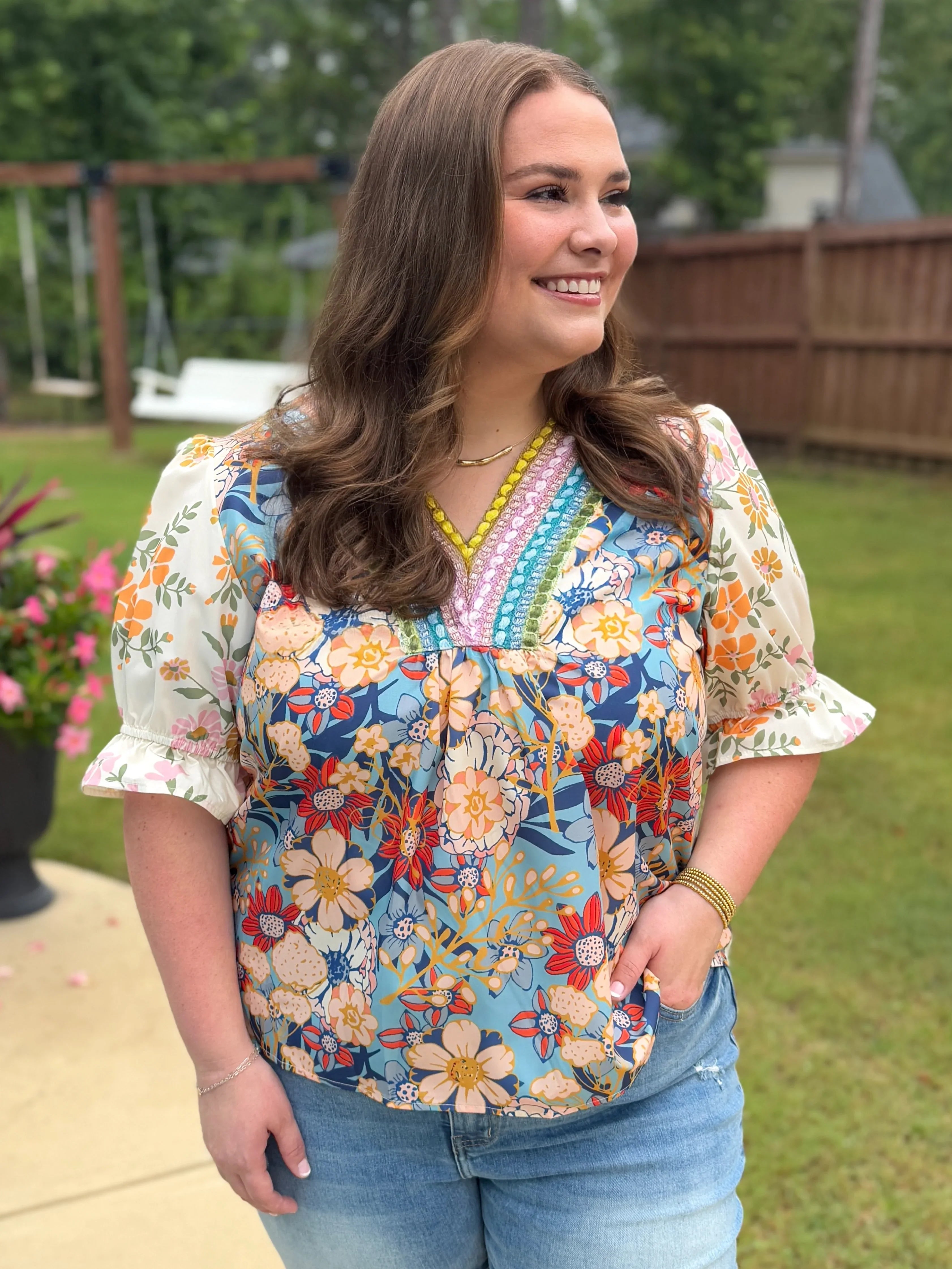 MARLEY Floral Top With Embroidery (S-2X) - Sassy and Southern