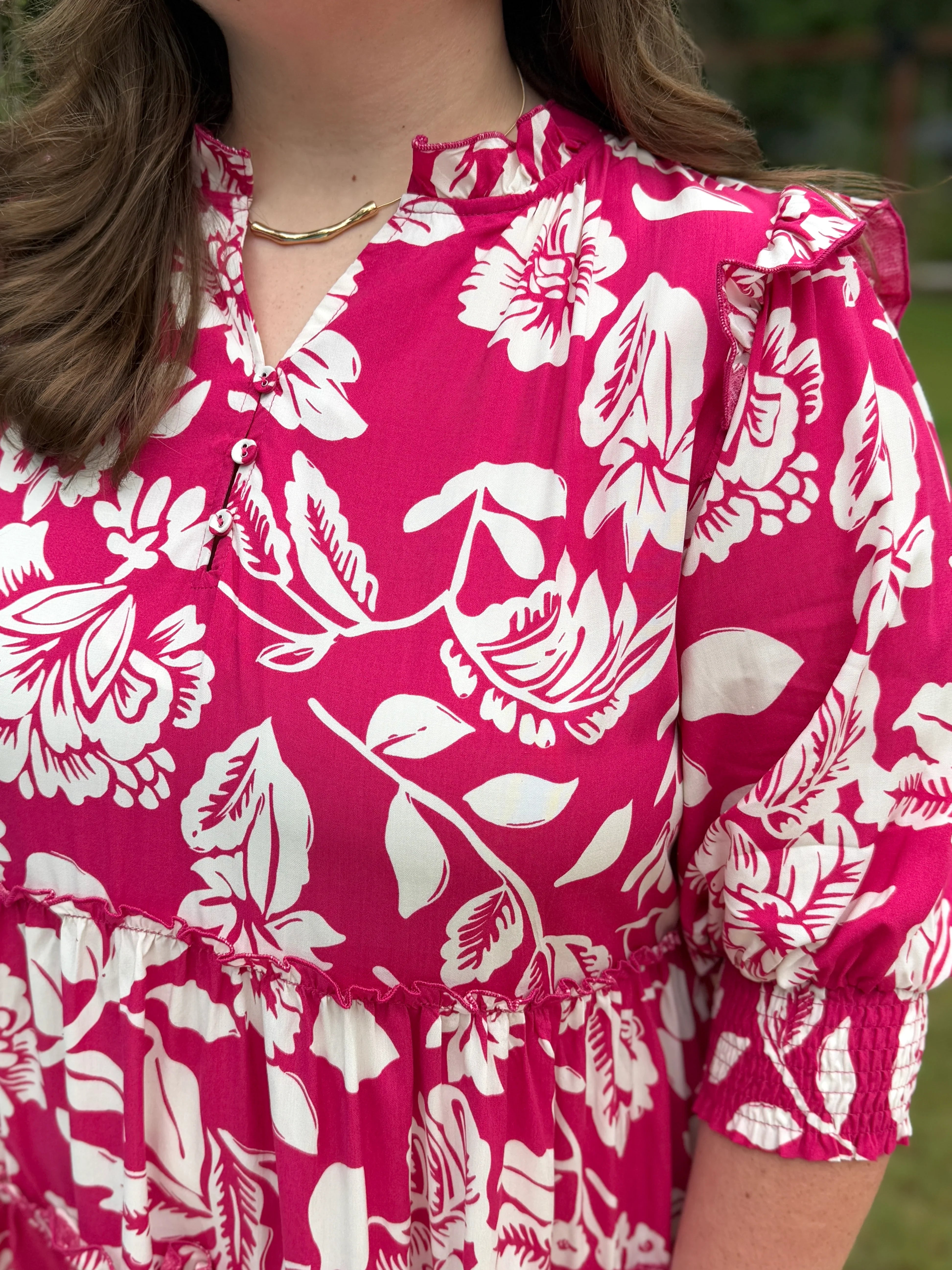 GEMMA Plus Size Pink Floral Dress - Sassy and Southern