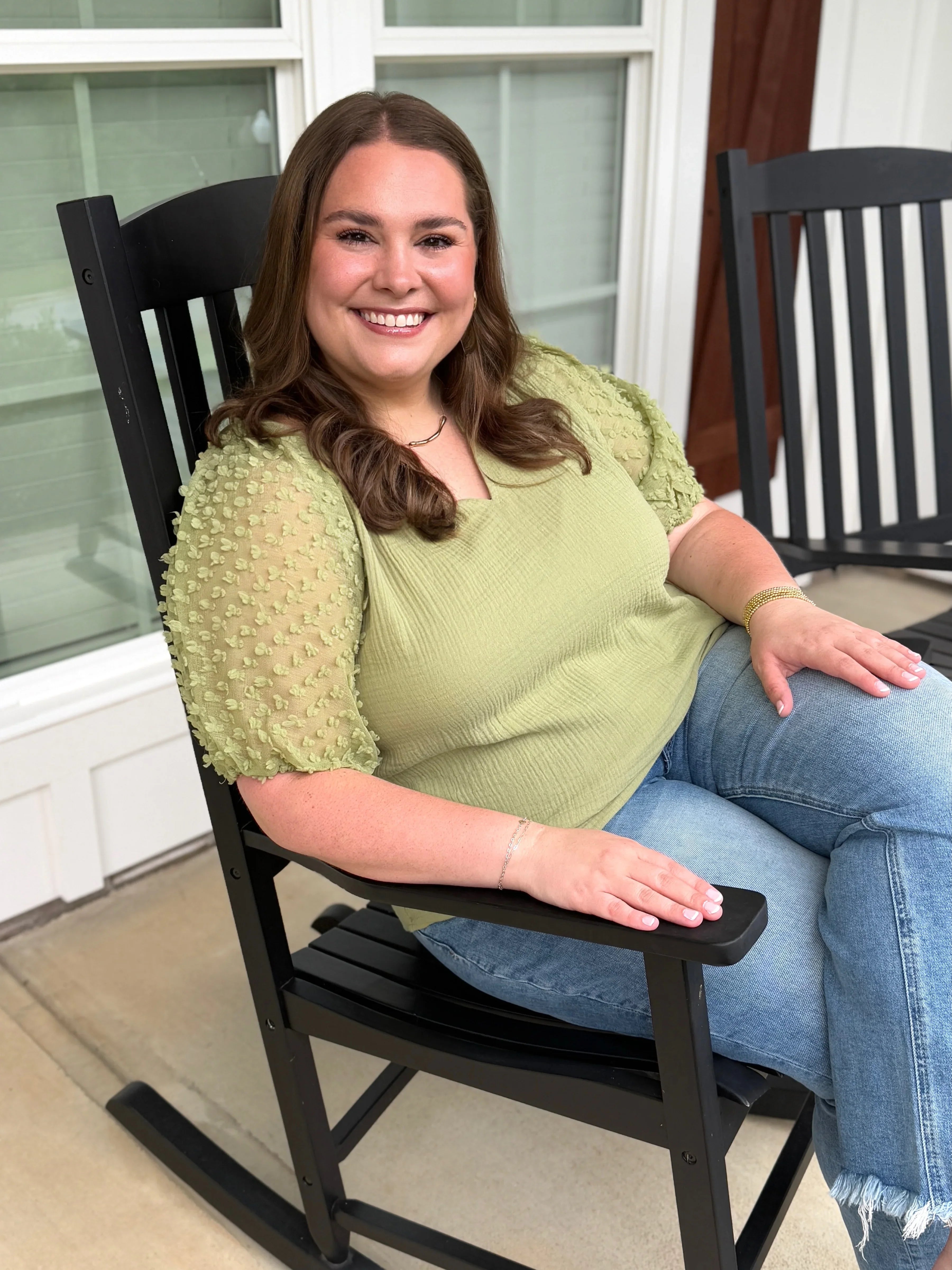 HOPE Puff Sleeve Linen Top (Sage) (S-2X) - Sassy and Southern