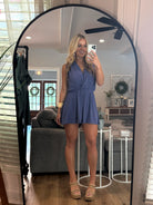 GIANNA Draped Romper (Blue) - Sassy and Southern