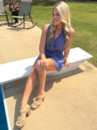 GIANNA Draped Romper (Blue) - Sassy and Southern