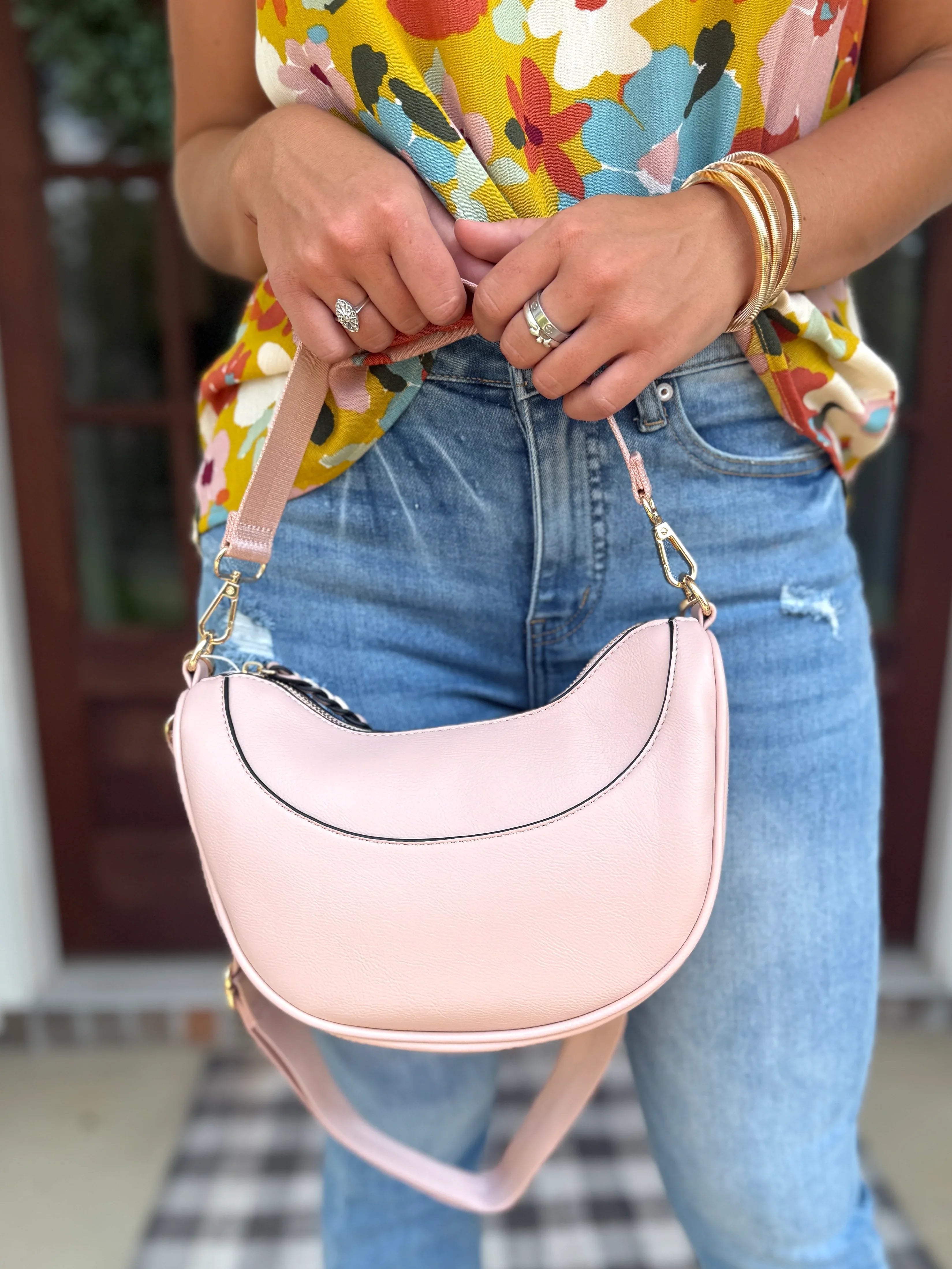 Light Pink Half Moon Purse - Sassy and Southern