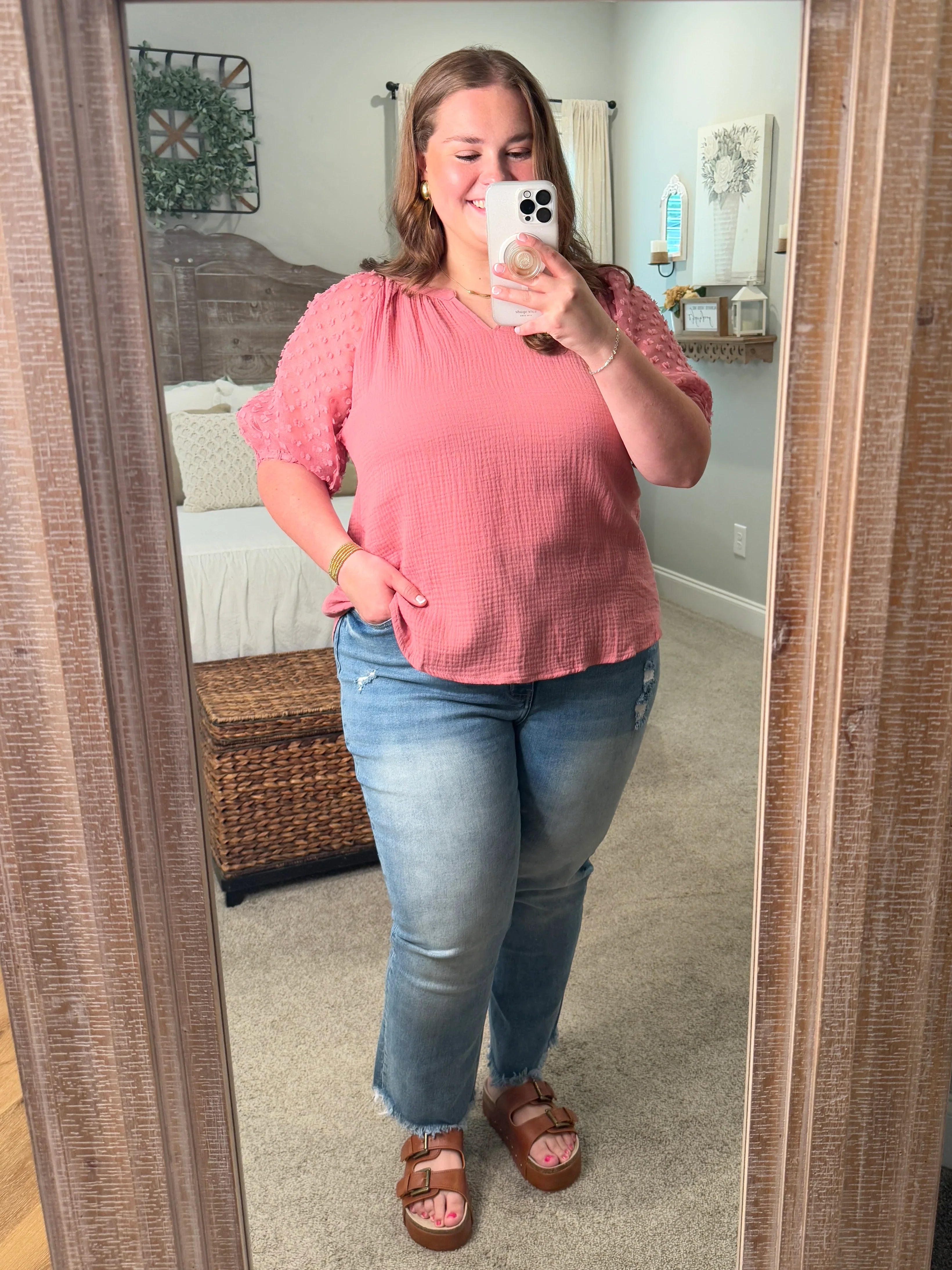 HOPE Puff Sleeve Linen Top (Mauve) (S-2X) - Sassy and Southern