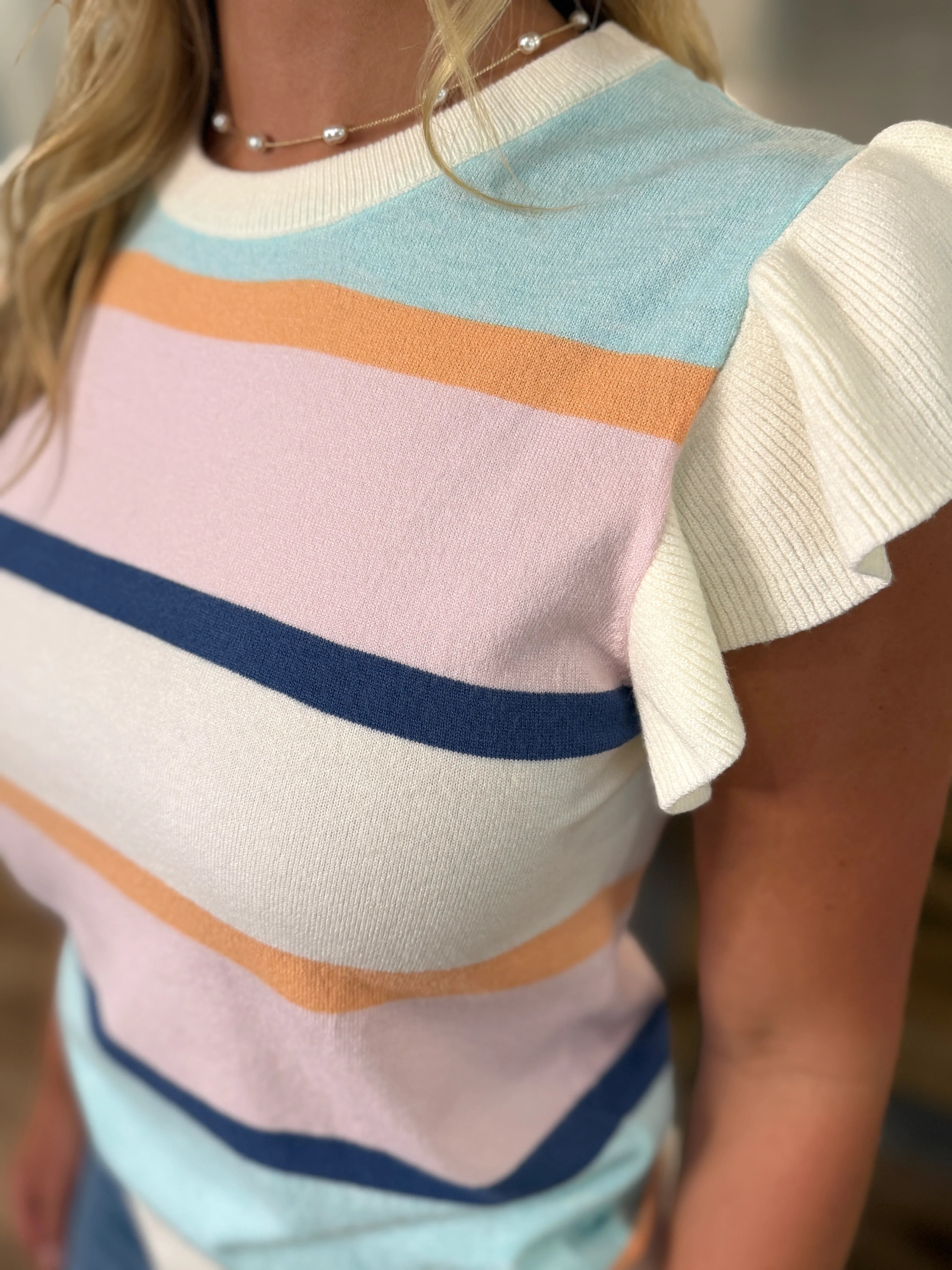 PEYTON Navy/Pink Lightweight Striped Sweater - Sassy and Southern