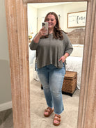 MIA Plus Size 3/4 Sleeve Lightweight Sweater (Light Olive) - Sassy and Southern