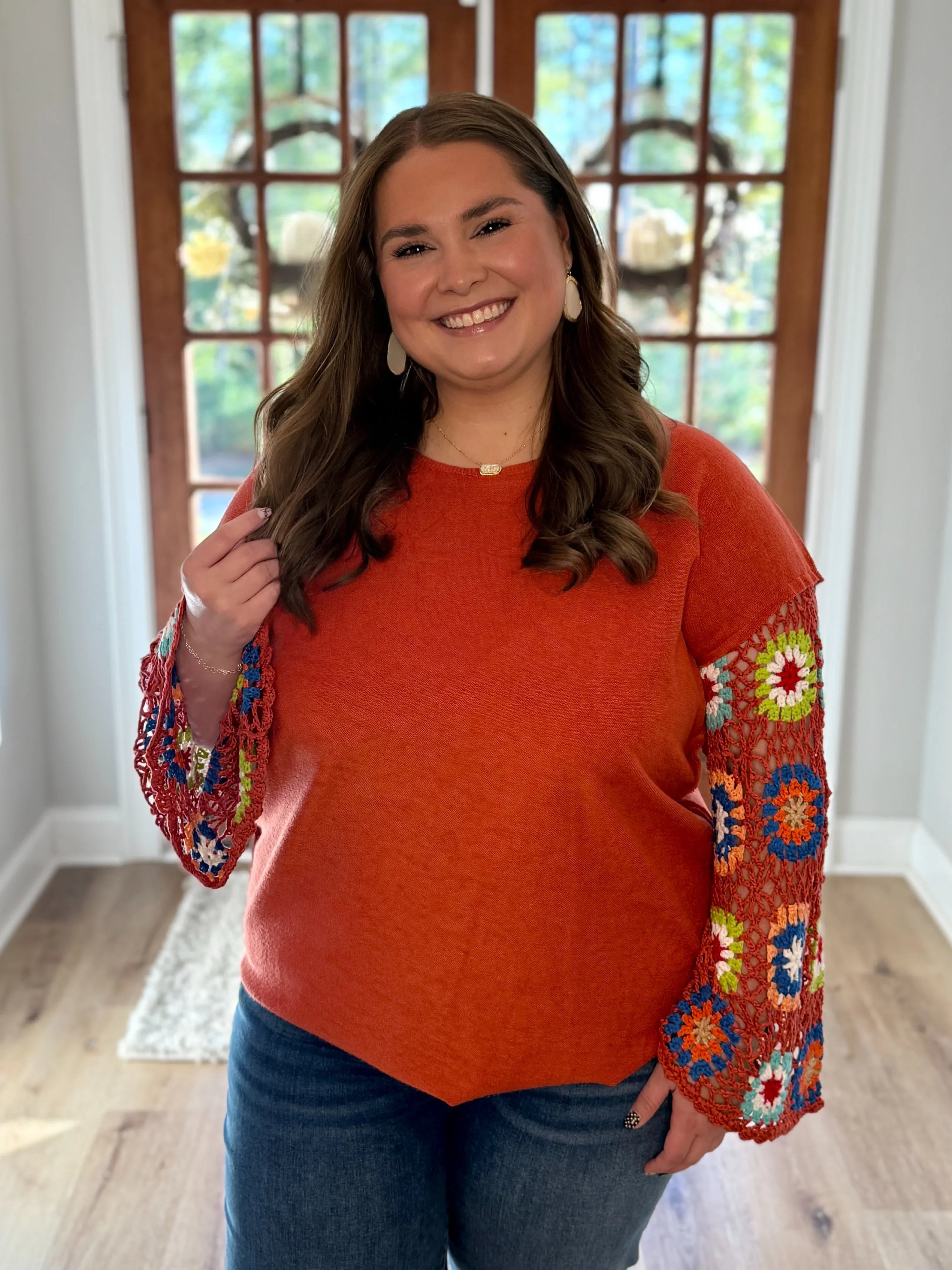 ELIZA Plus Size Crochet Sleeve Top | Plus Size | Sizes 1X-3X