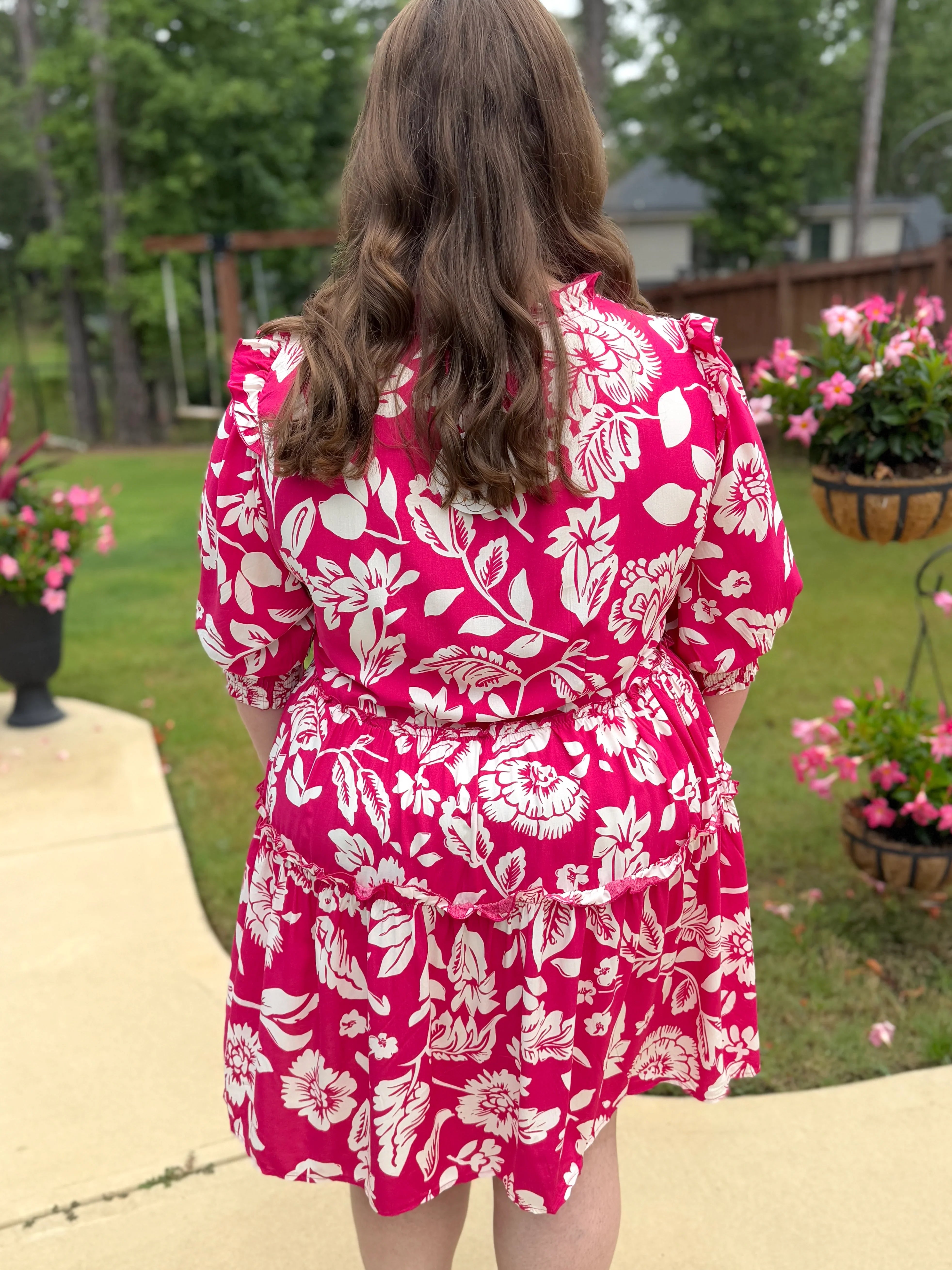 GEMMA Plus Size Pink Floral Dress - Sassy and Southern