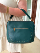 Studded Hobo Bag/Purse in Peacock Blue/Green - Sassy and Southern