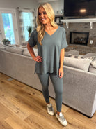 PENELOPE 2-Piece Legging/Top Lounge Set (Sage) (S-3X) - Sassy and Southern