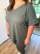 PENELOPE 2-Piece Legging/Top Lounge Set (Sage) (S-3X) - Sassy and Southern