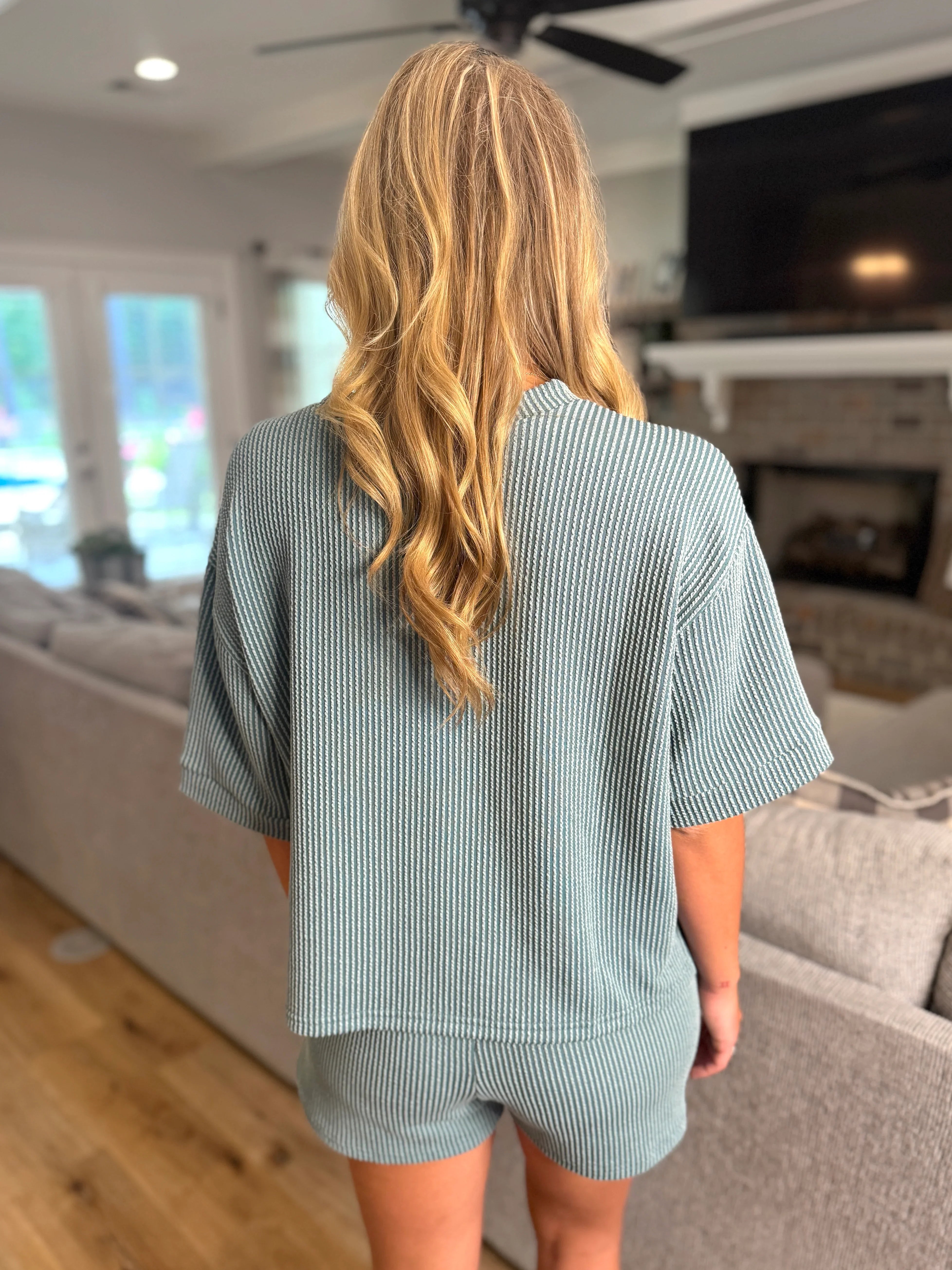 ZOE Corded Top & Shorts Set (Jade) - Sassy and Southern