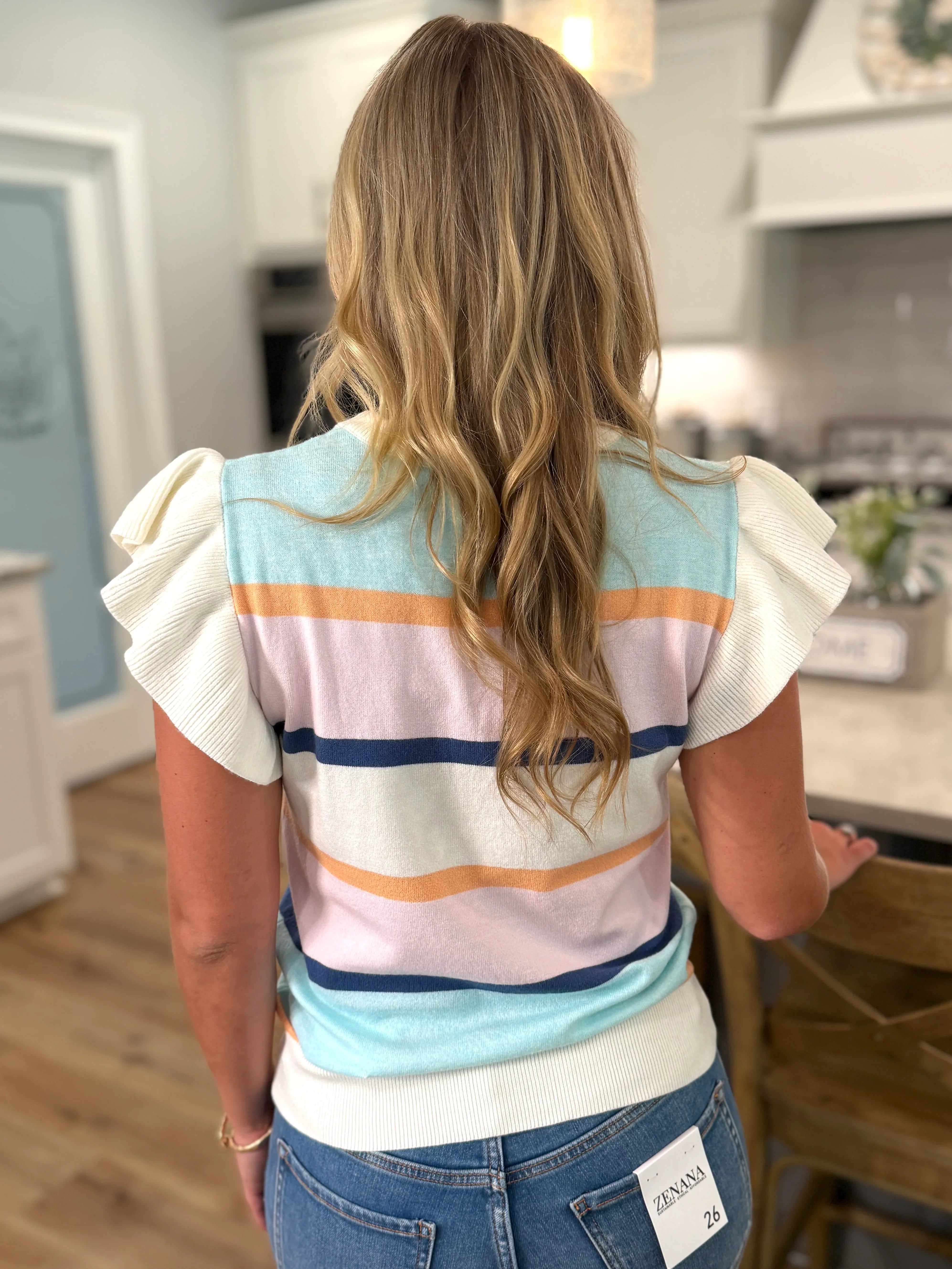 PEYTON Navy/Pink Lightweight Striped Sweater - Sassy and Southern