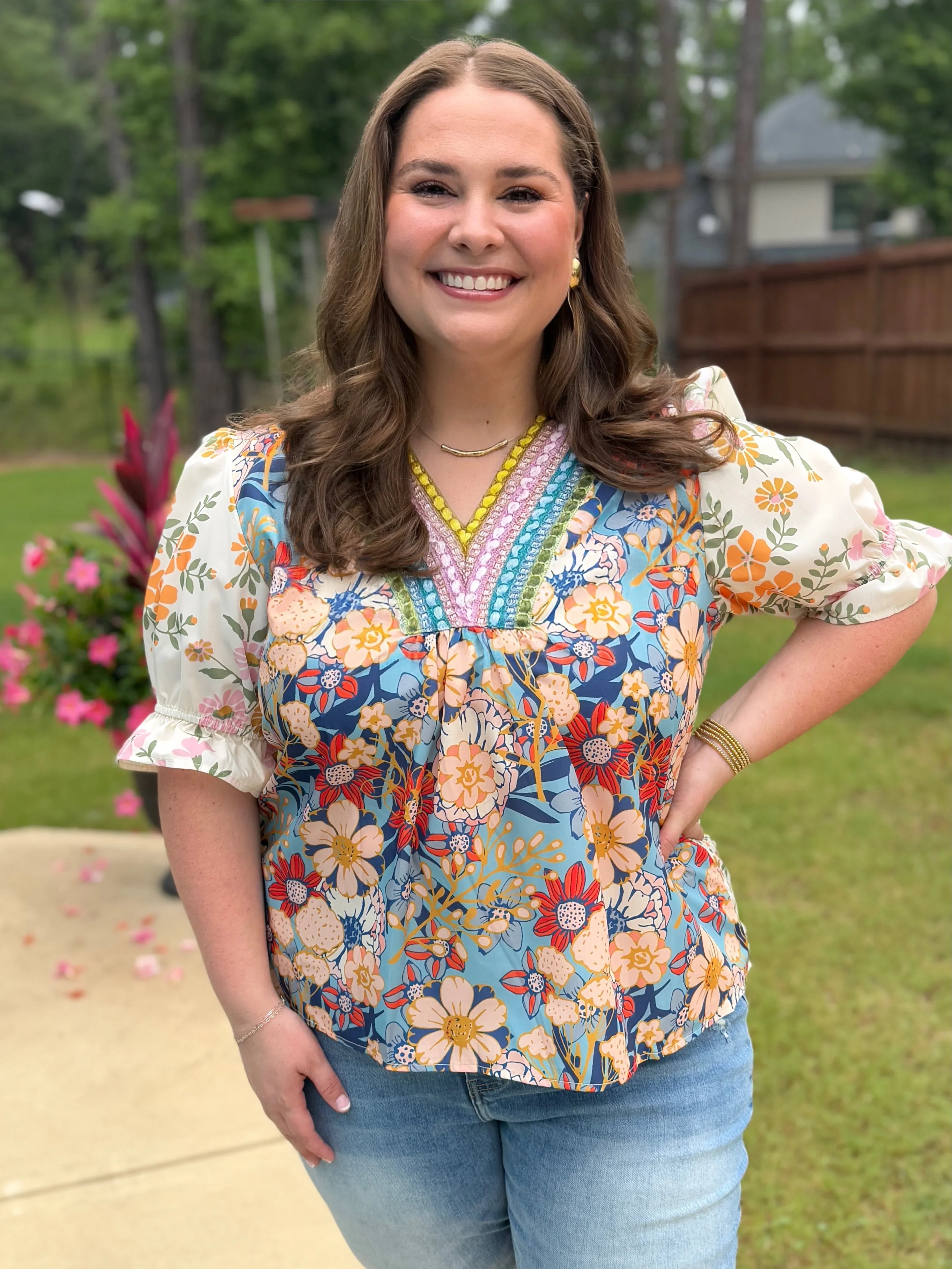 MARLEY Floral Top With Embroidery (S-2X) - Sassy and Southern