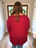 MIA Plus Size 3/4 Sleeve Lightweight Sweater (Burgundy) - Sassy and Southern