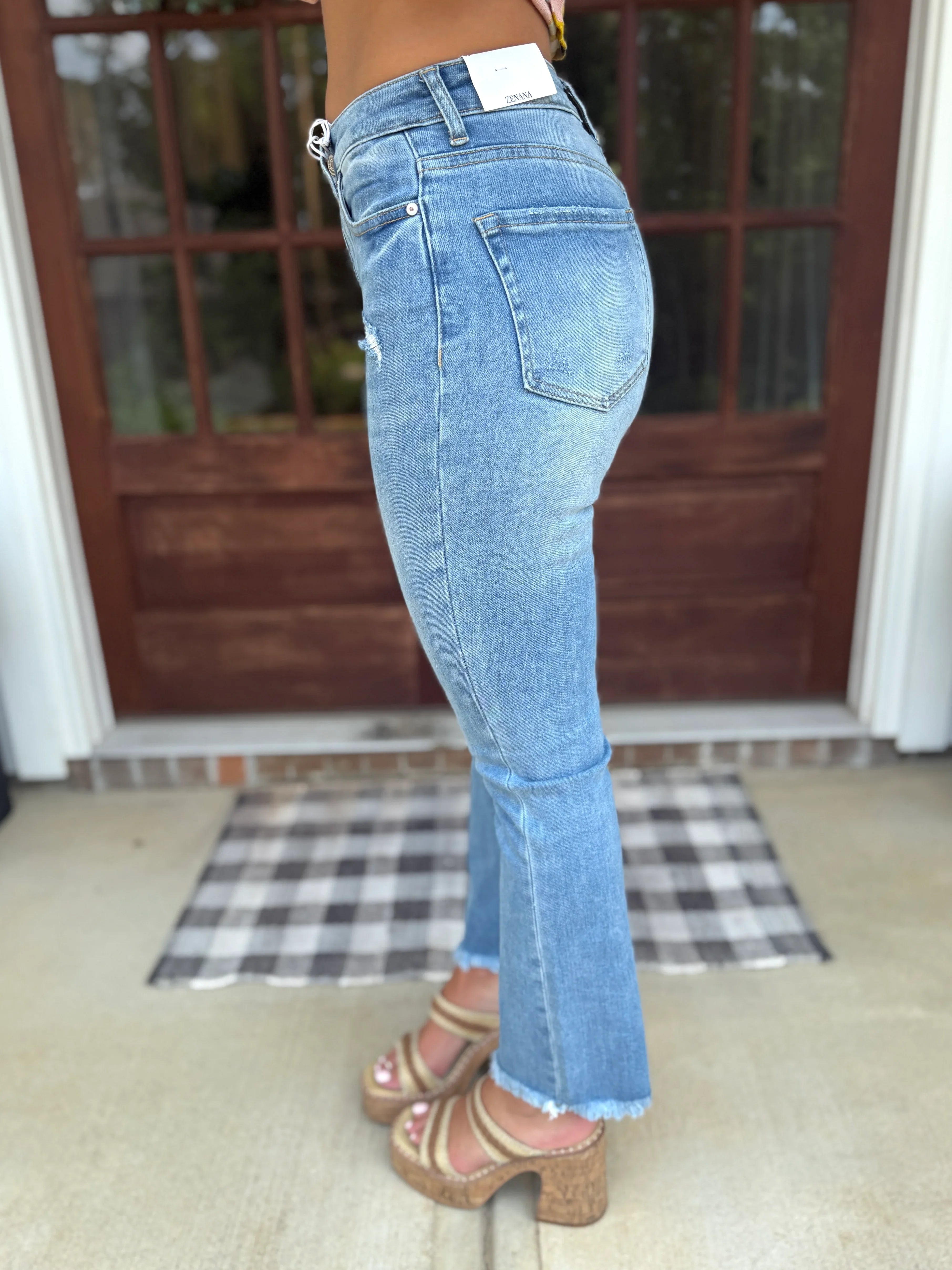JUNIPER High Rise Raw Hem Jeans (S-3X) - Sassy and Southern