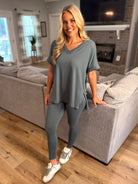PENELOPE 2-Piece Legging/Top Lounge Set (Sage) (S-3X) - Sassy and Southern