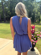 GIANNA Draped Romper (Blue) - Sassy and Southern
