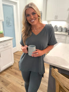 PENELOPE 2-Piece Legging/Top Lounge Set (Sage) (S-3X) - Sassy and Southern