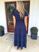 SOPHIE Long Tiered Dress (Navy Blue) - Sassy and Southern
