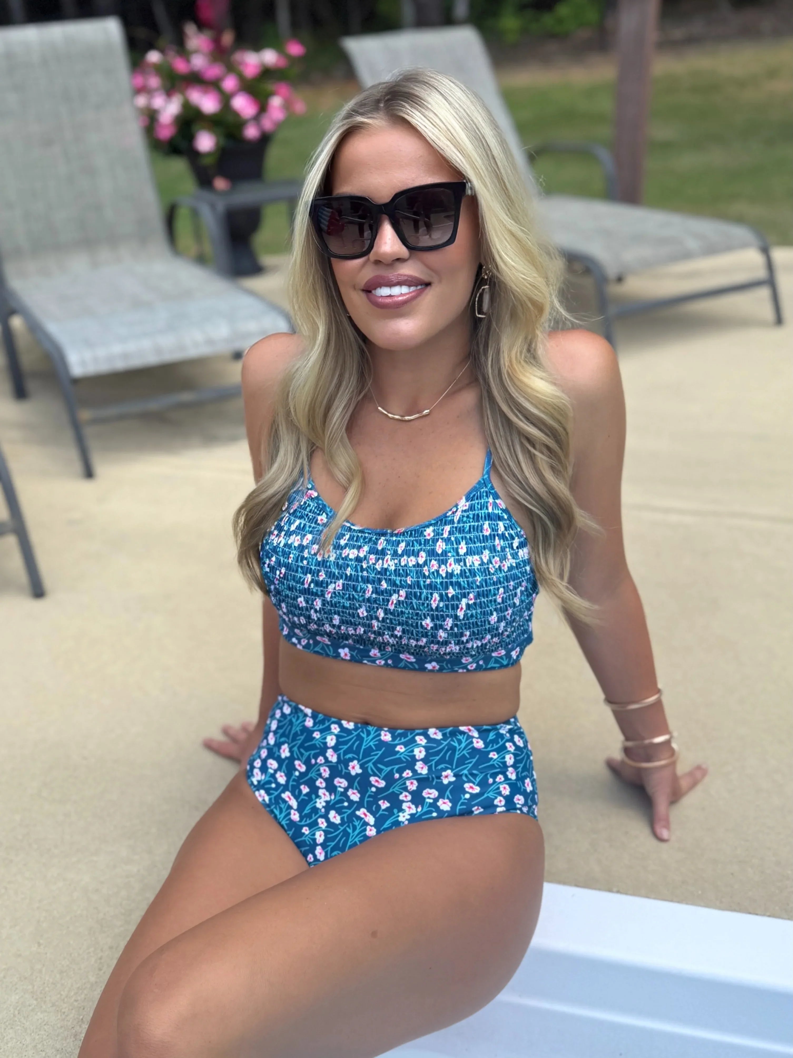 RAE Blue Two Piece Swimsuit Set Top & Bottoms (S-2X) - Sassy and Southern