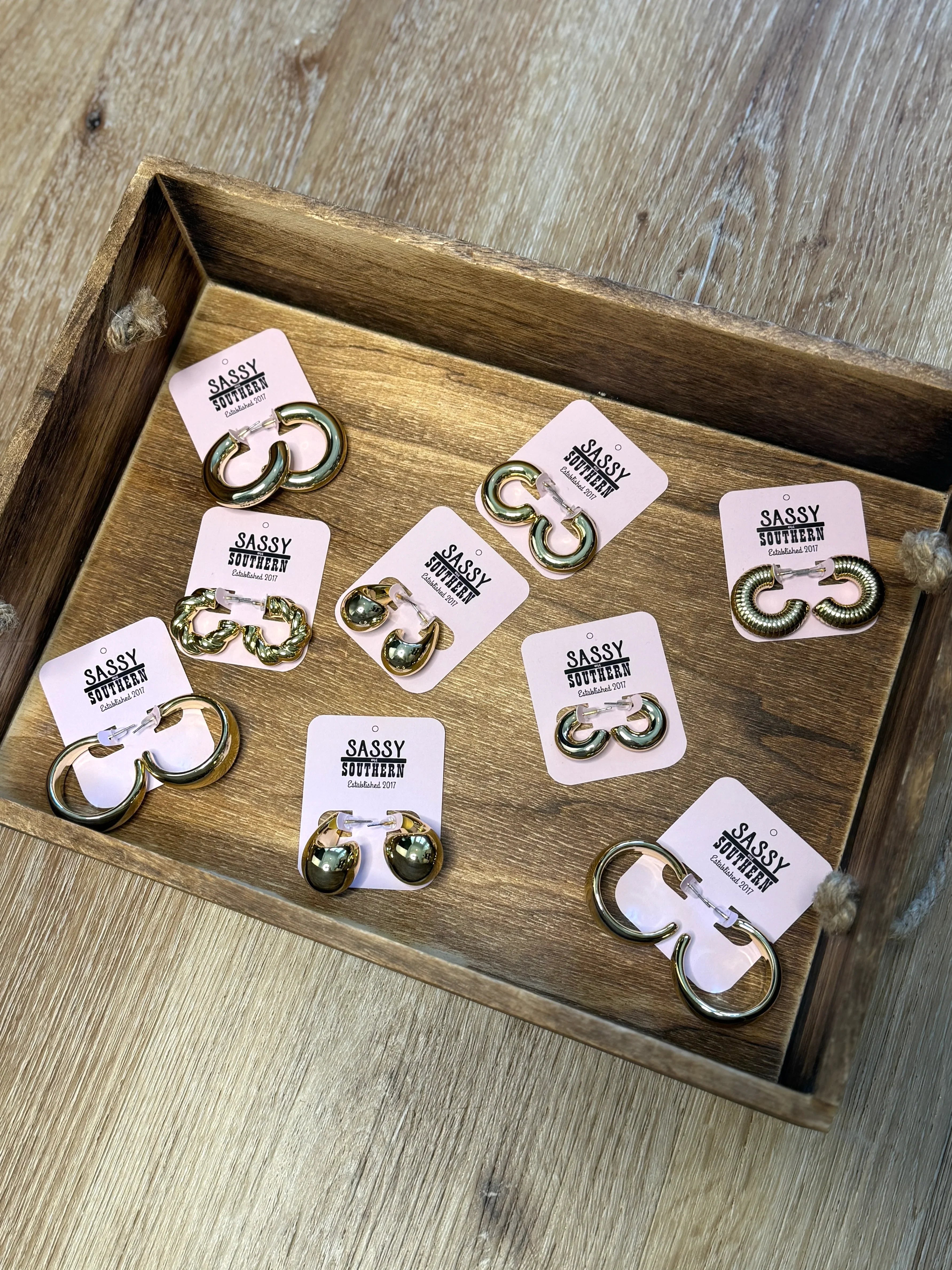 Mystery Gold Hoop Earrings - Sassy and Southern