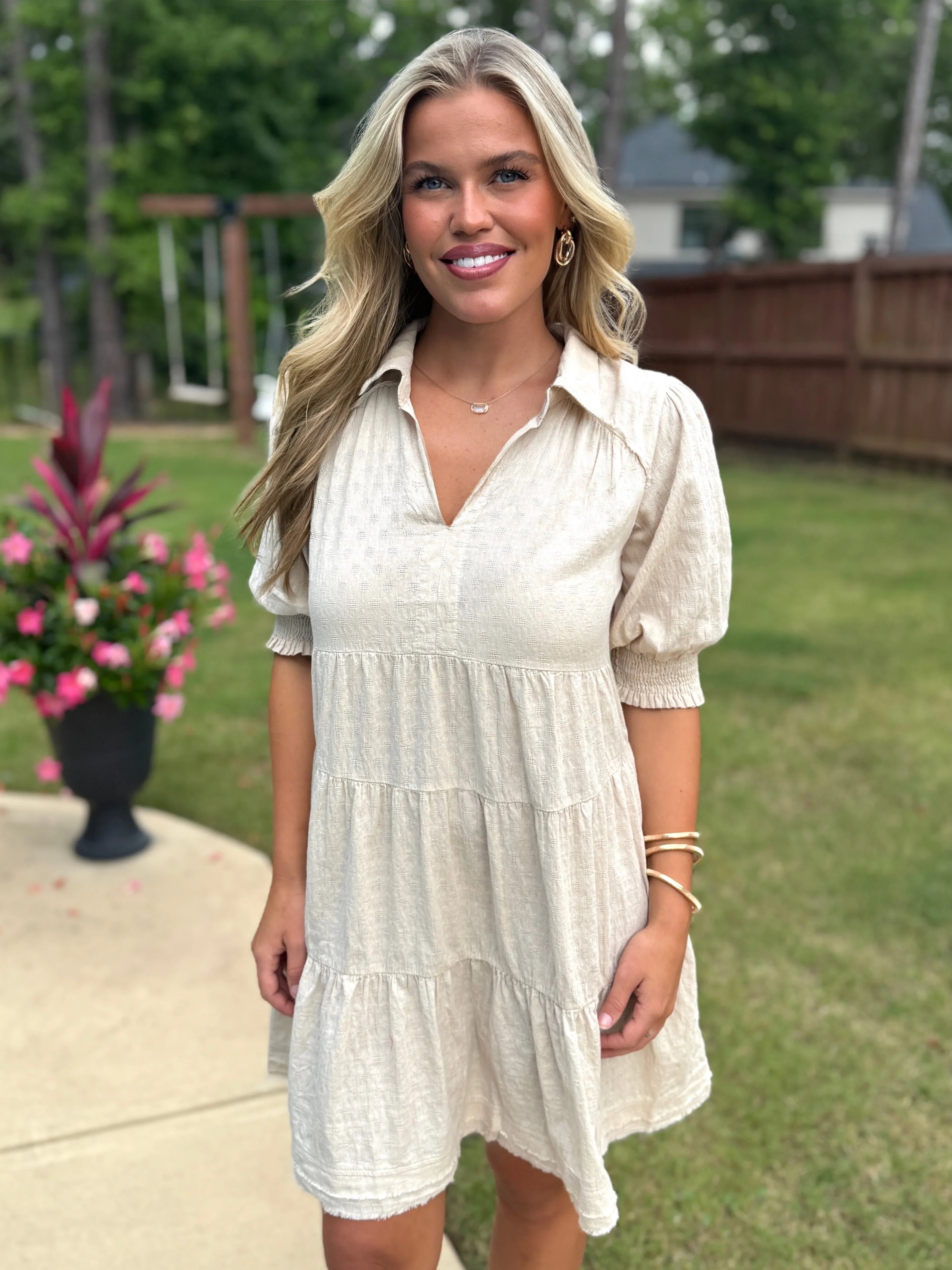 MADELYN Collared Cream Dress - Sassy and Southern