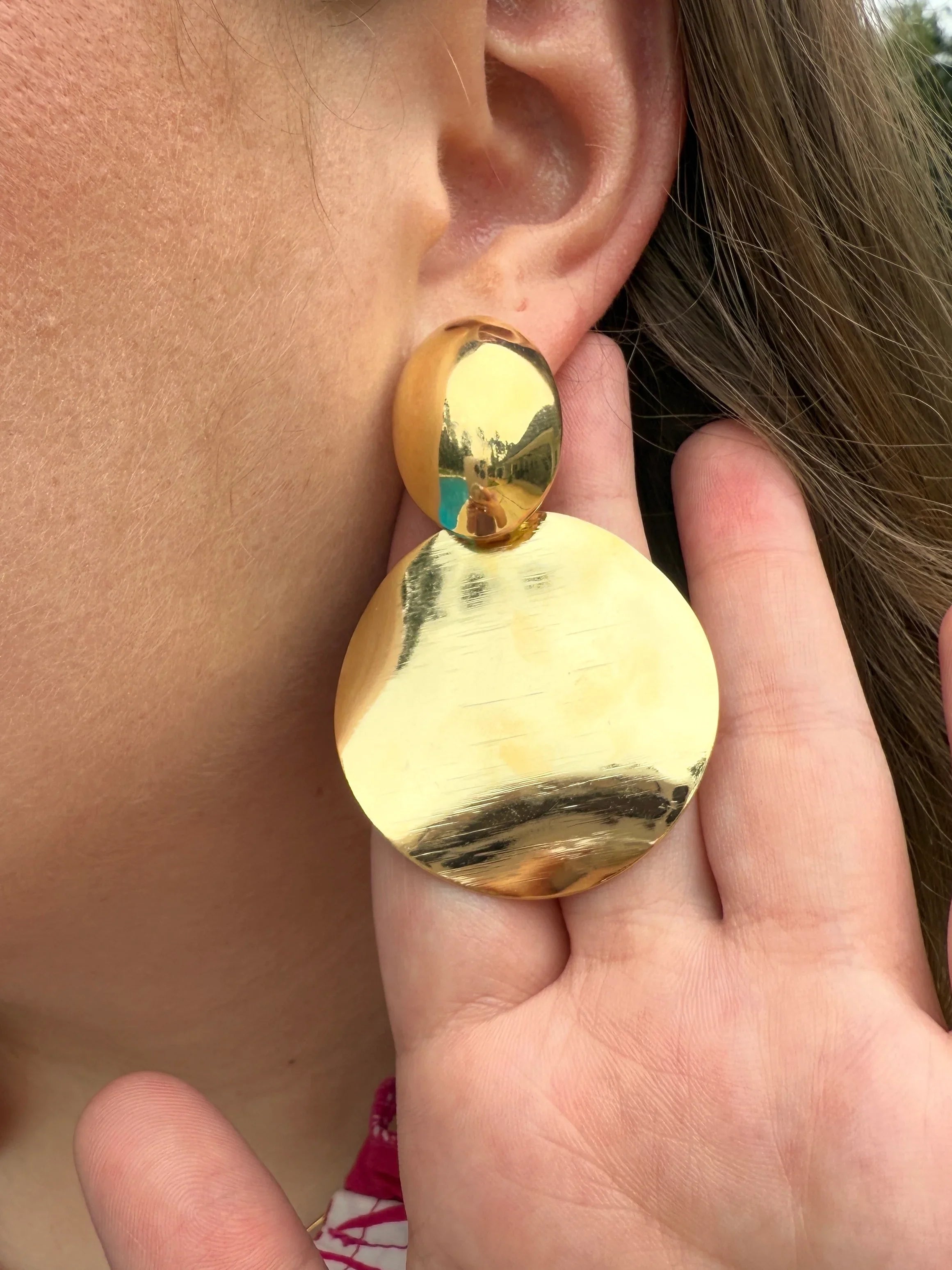 Layered Disc Pendant Earrings (Gold) - Sassy and Southern