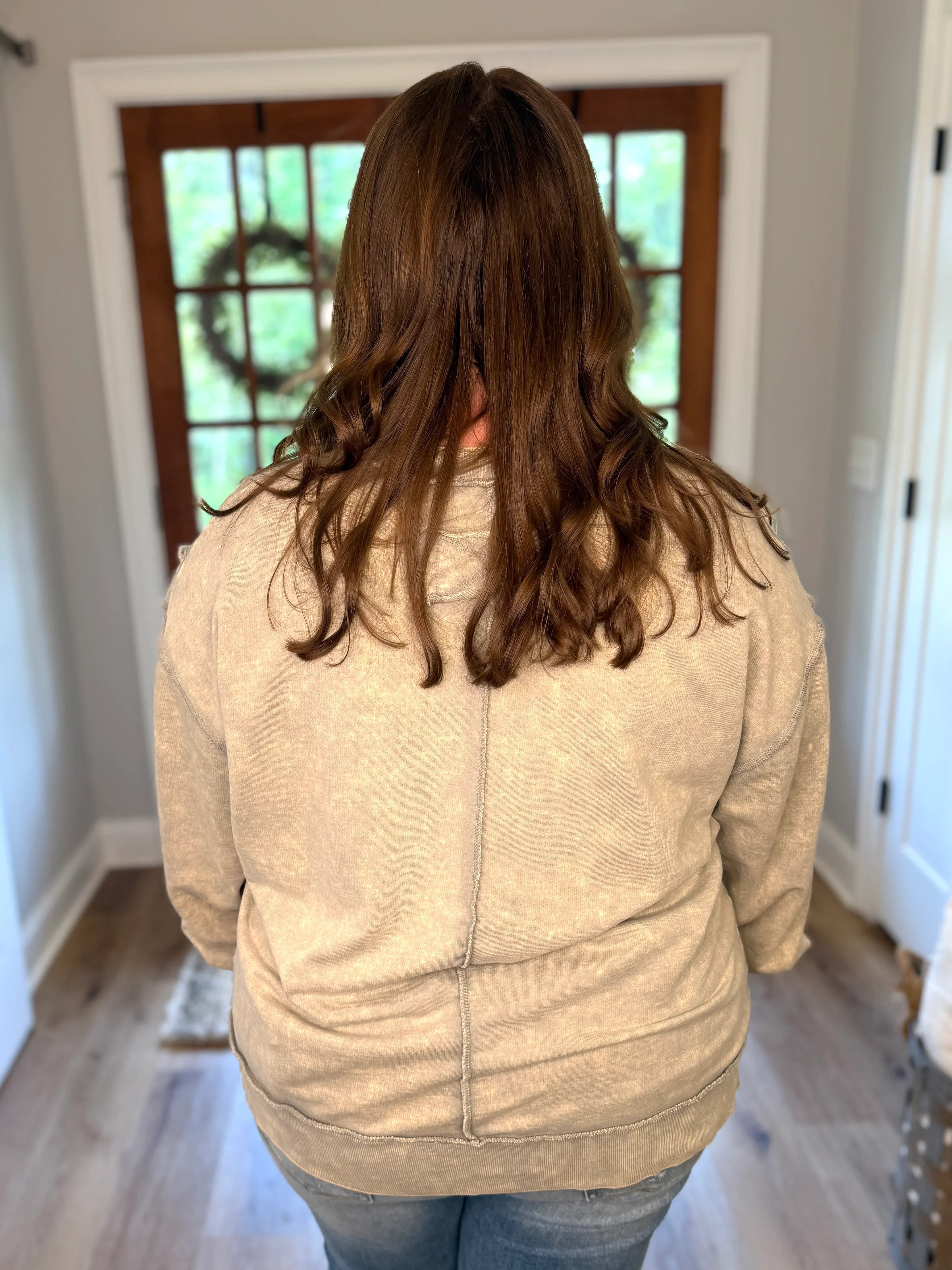 IVY Unfinished Hem Acid Sweatshirt (Sleet) (S-3X) - Sassy and Southern